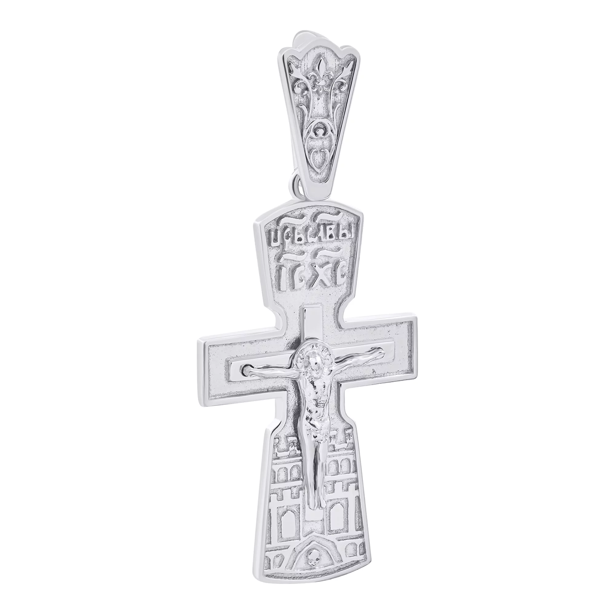 Срібний хрестик з розп'яттям - 1521095 – зображення 1