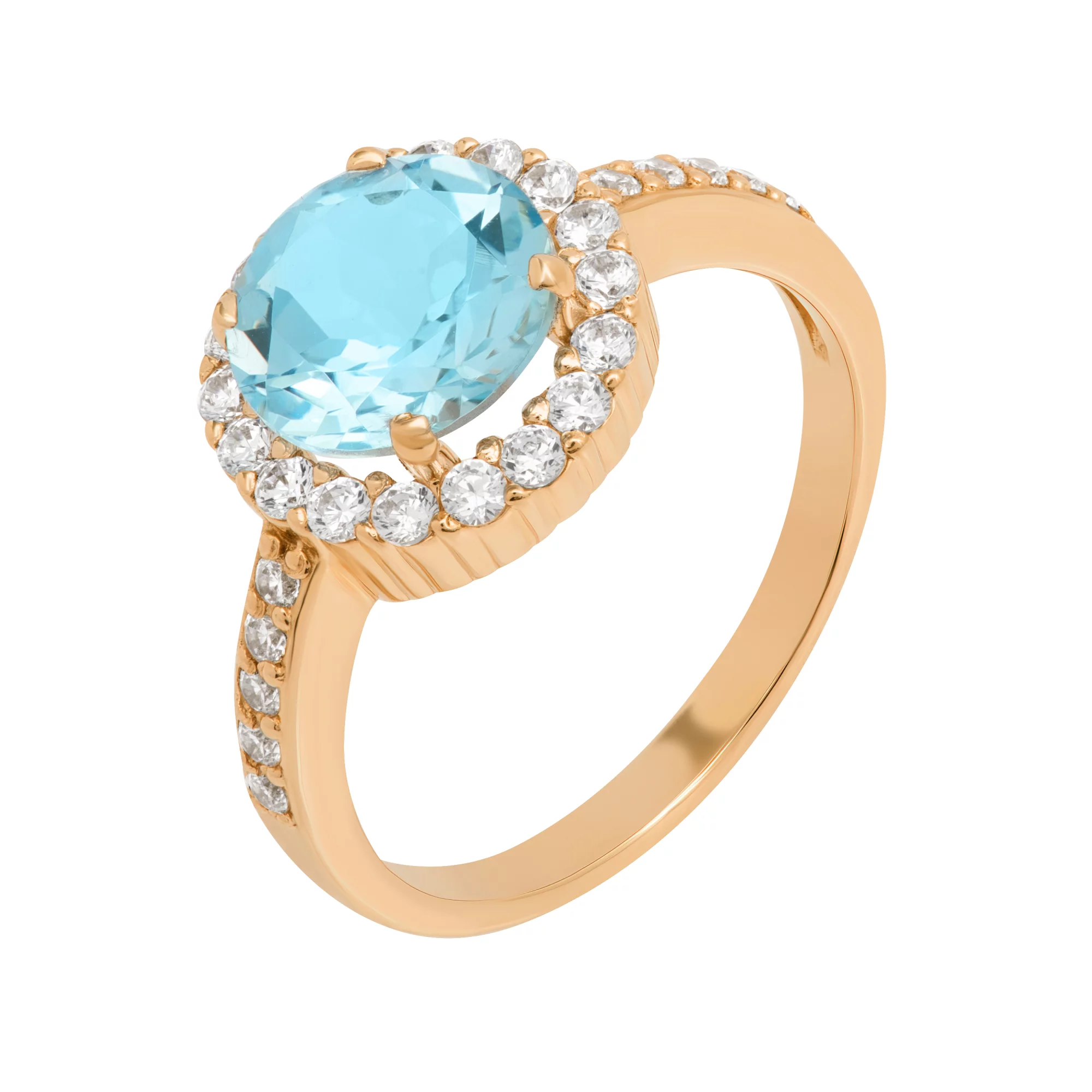 Золотое кольцо с топазом и фианитами - 1653425 – изображение 1