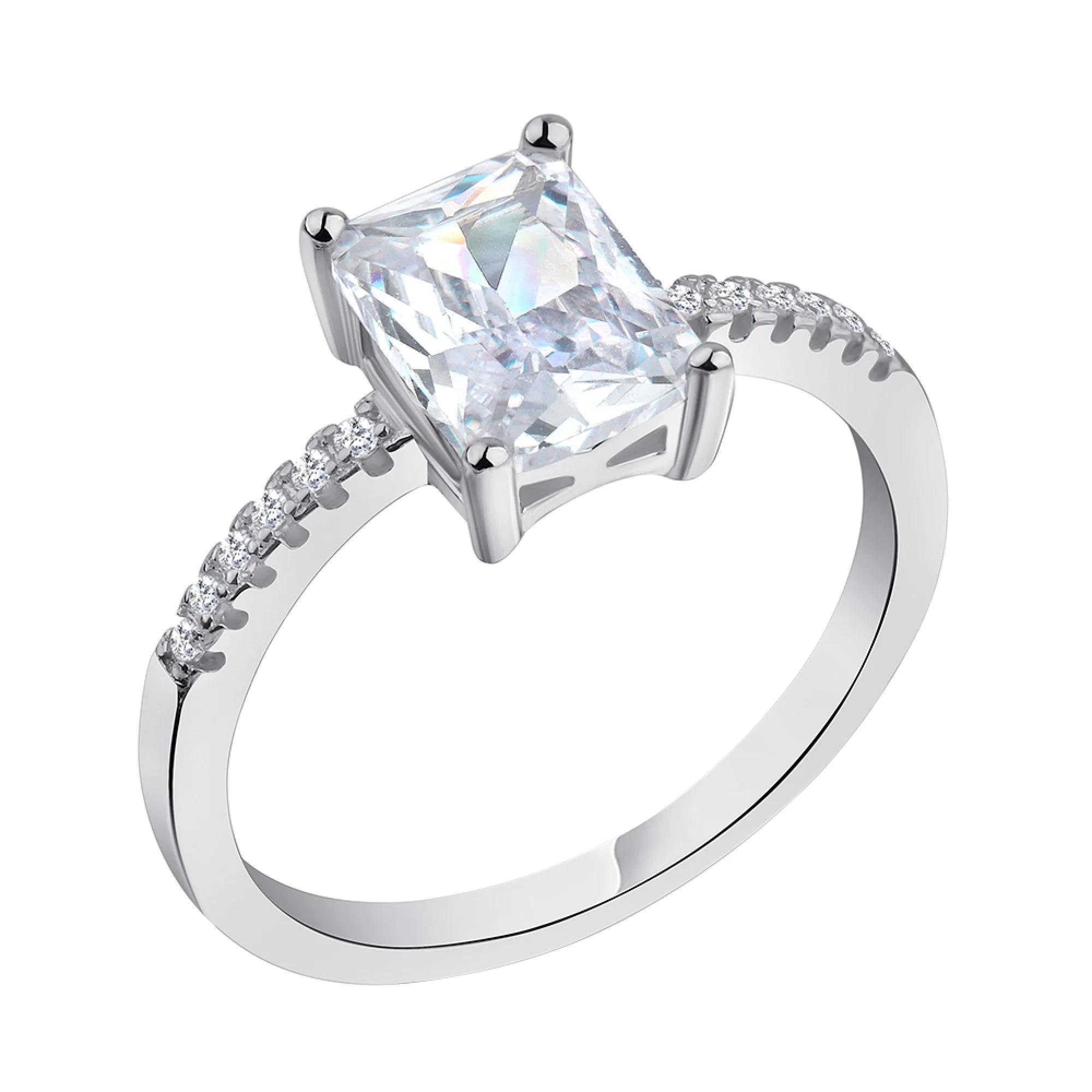 Кольцо из серебра с фианитами - 1297340 - 1