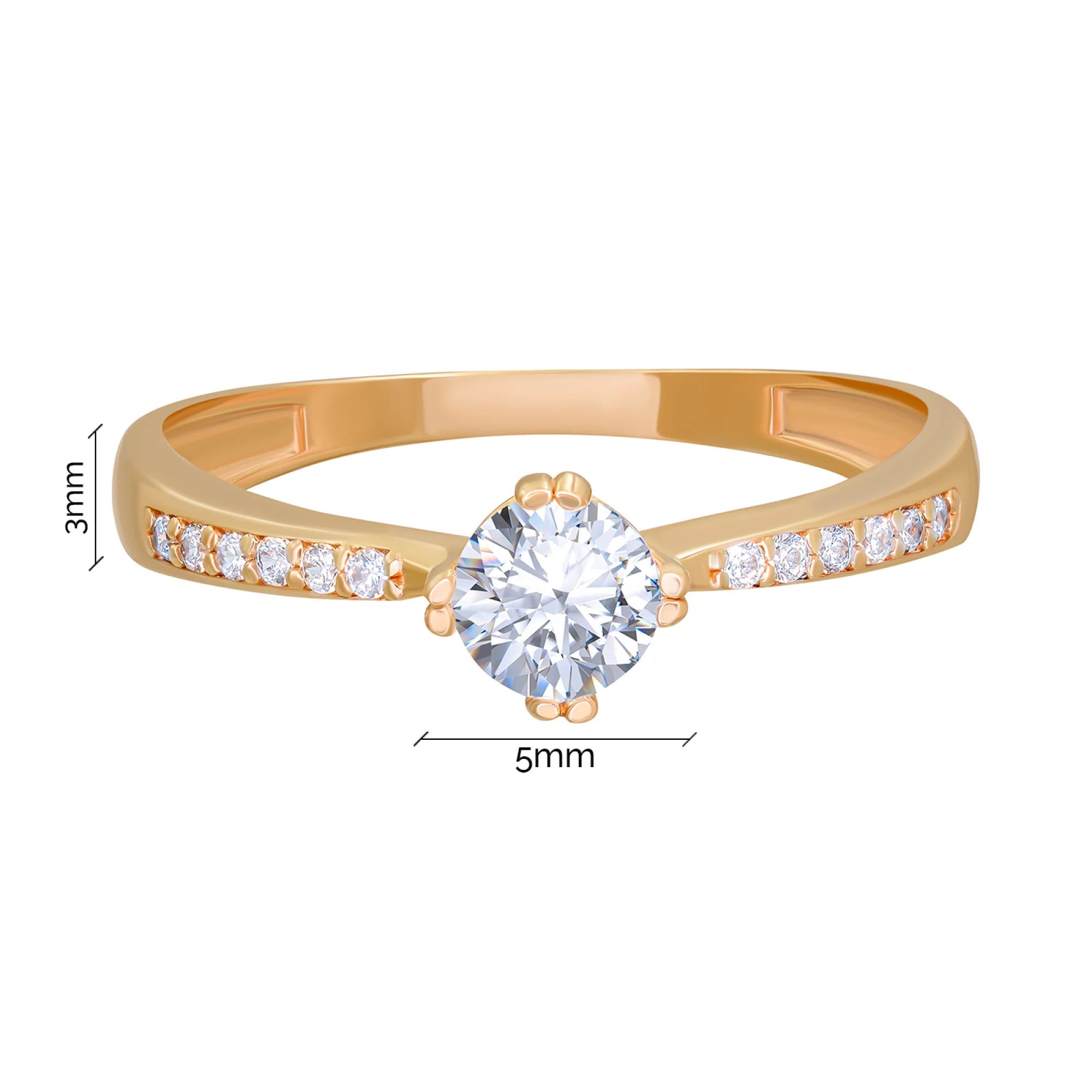 Кольцо из красного золота с фианитами - 890762 - 3