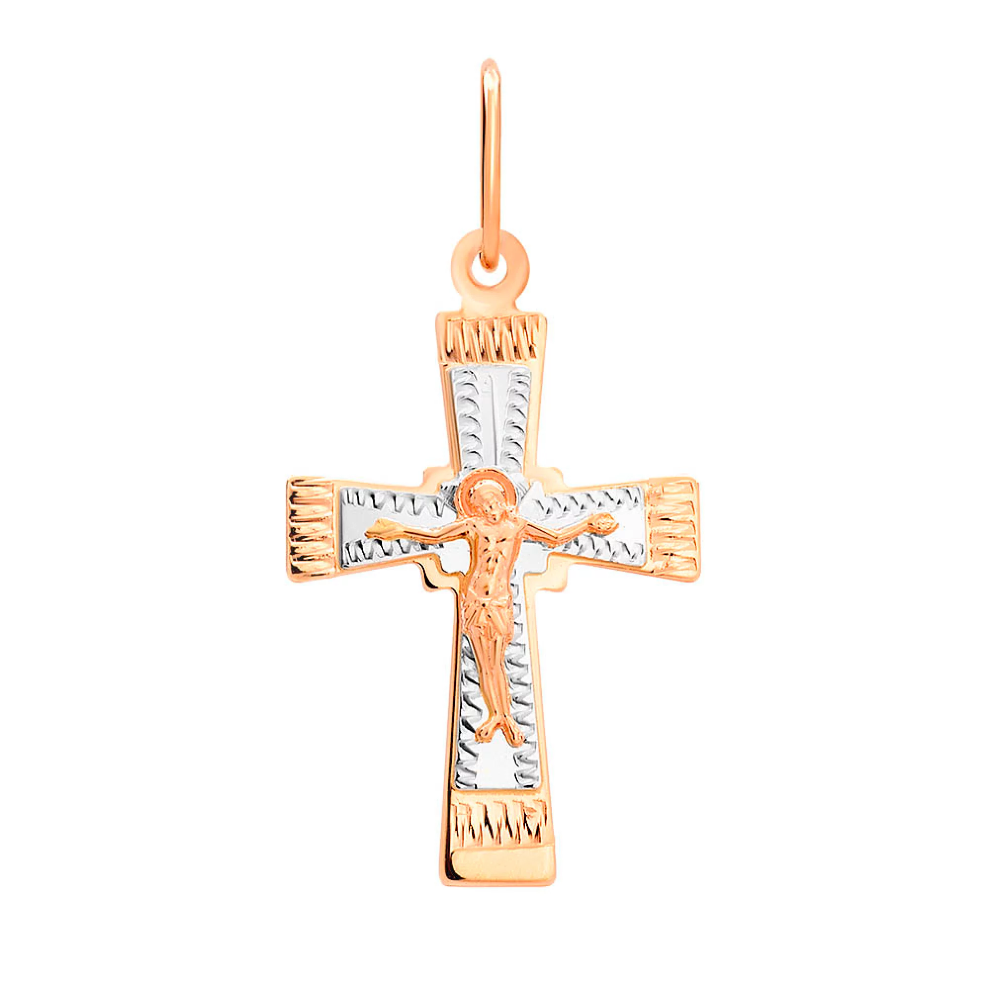 Золотой нательный крестик с распятием  - 1533059 – изображение 1