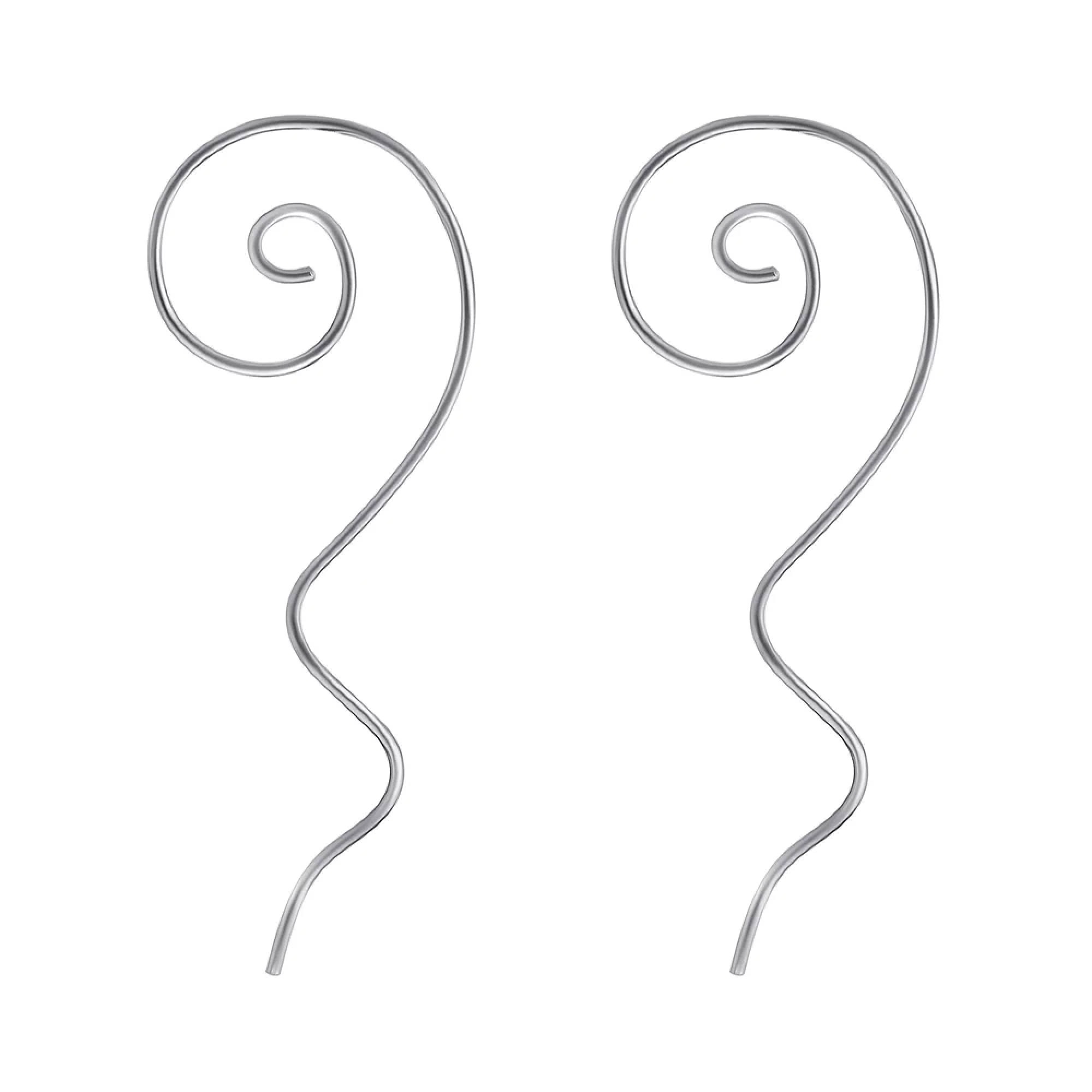 Серьги-протяжки из серебра "Спираль" - 1508503 – изображение 1