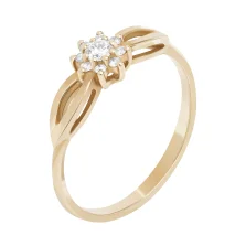 Каблучка з червоного золота "Квітка" з діамантами - 1759360