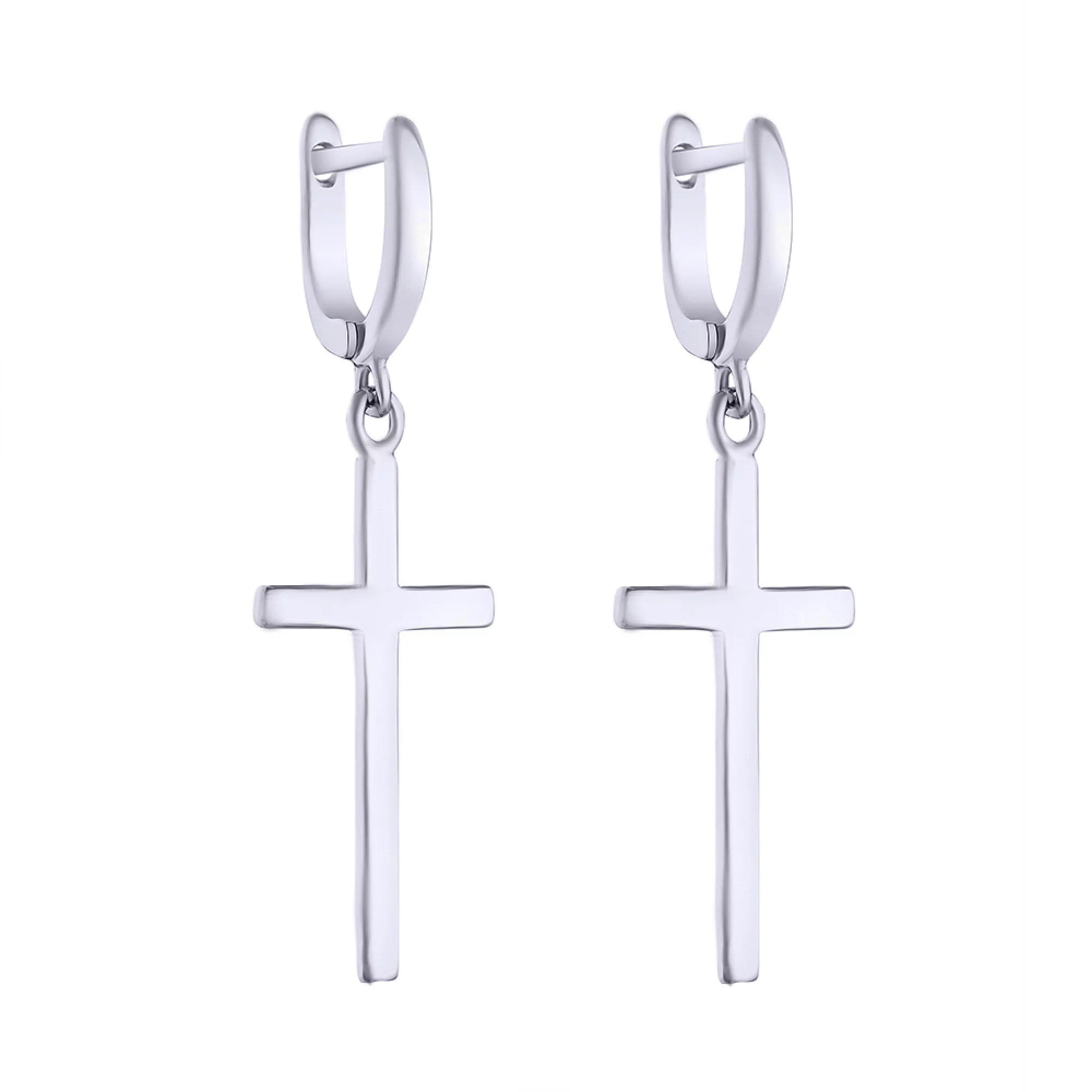 Сережки срібні з підвіскою "Хрестик" - 1618167 – зображення 1