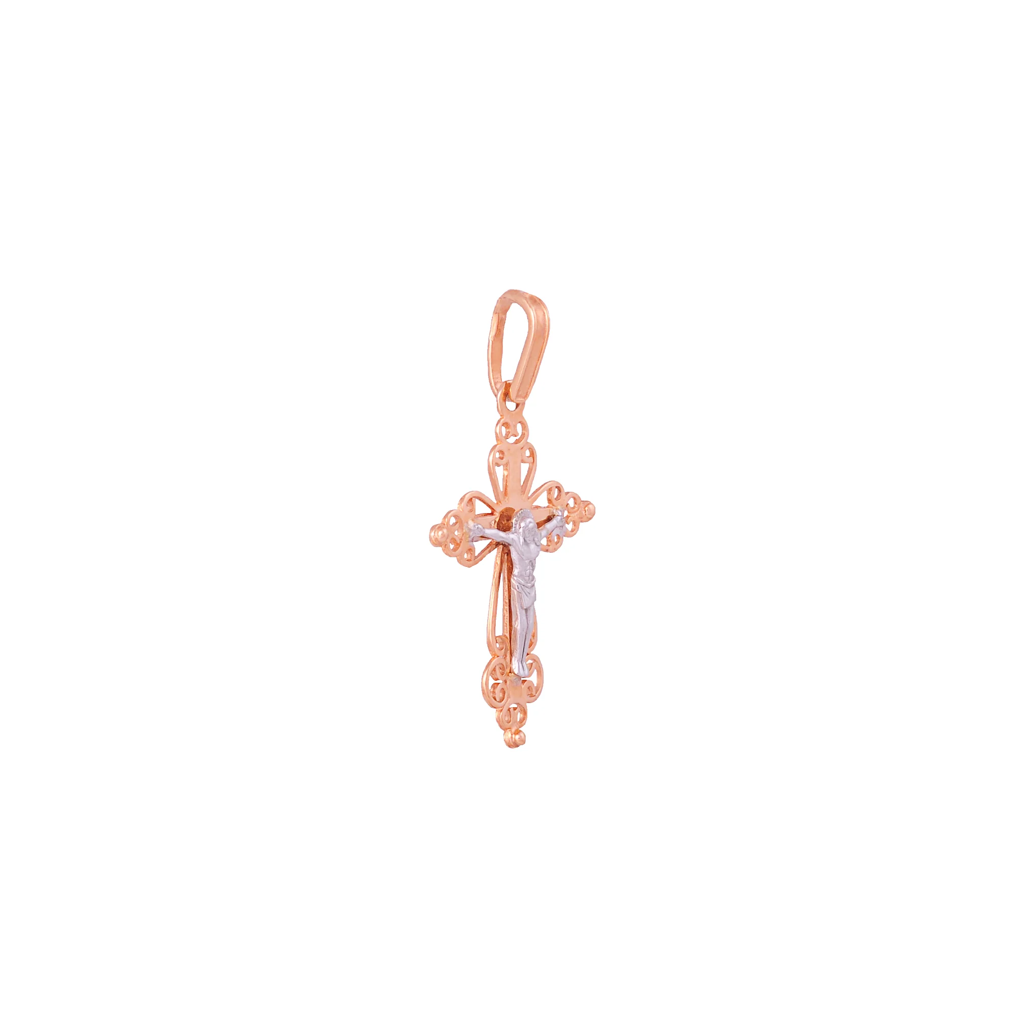 Крестик из комбинированного золота - 392478 - 2