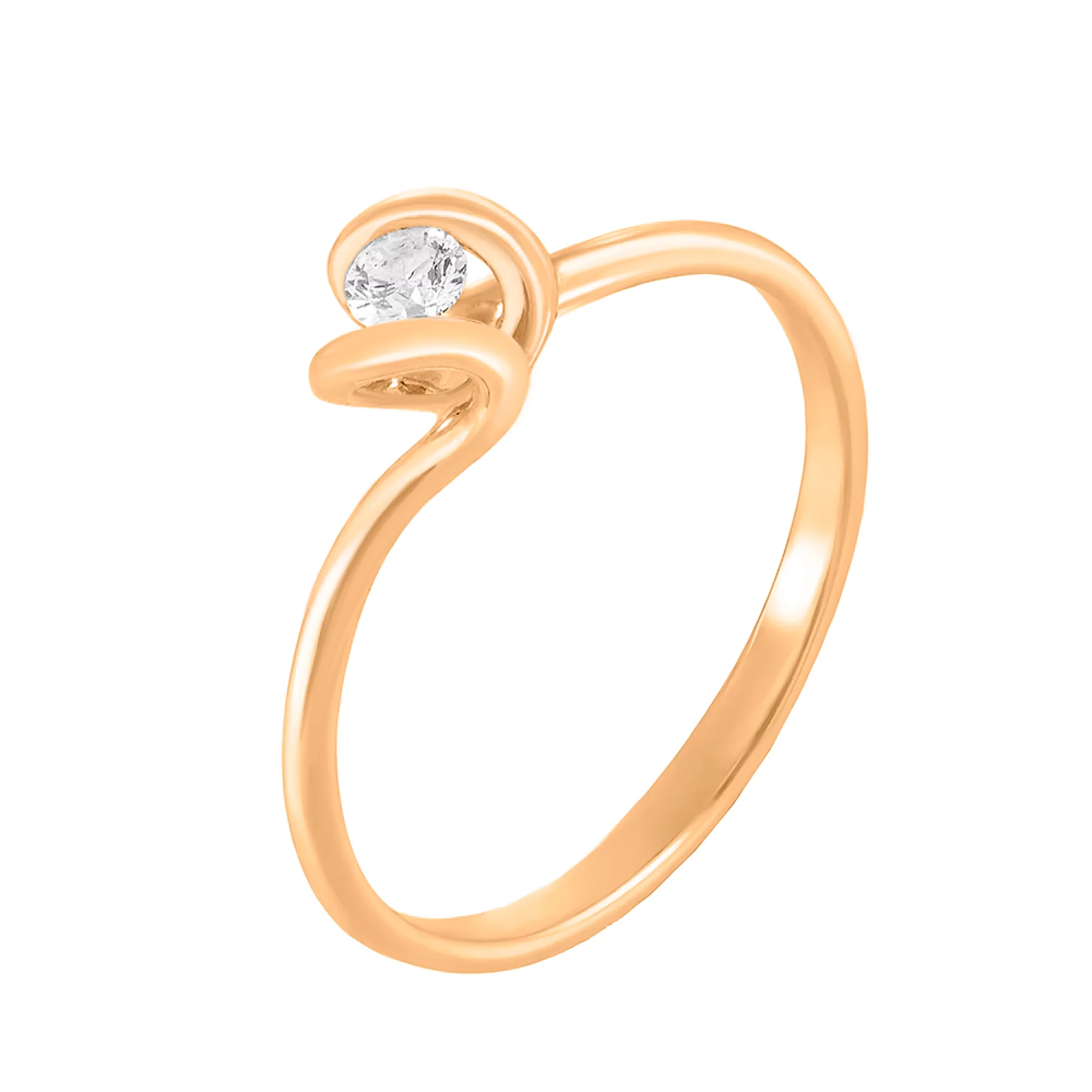 Золотое кольцо для помолвки с бриллиантом - 1652851 – изображение 1