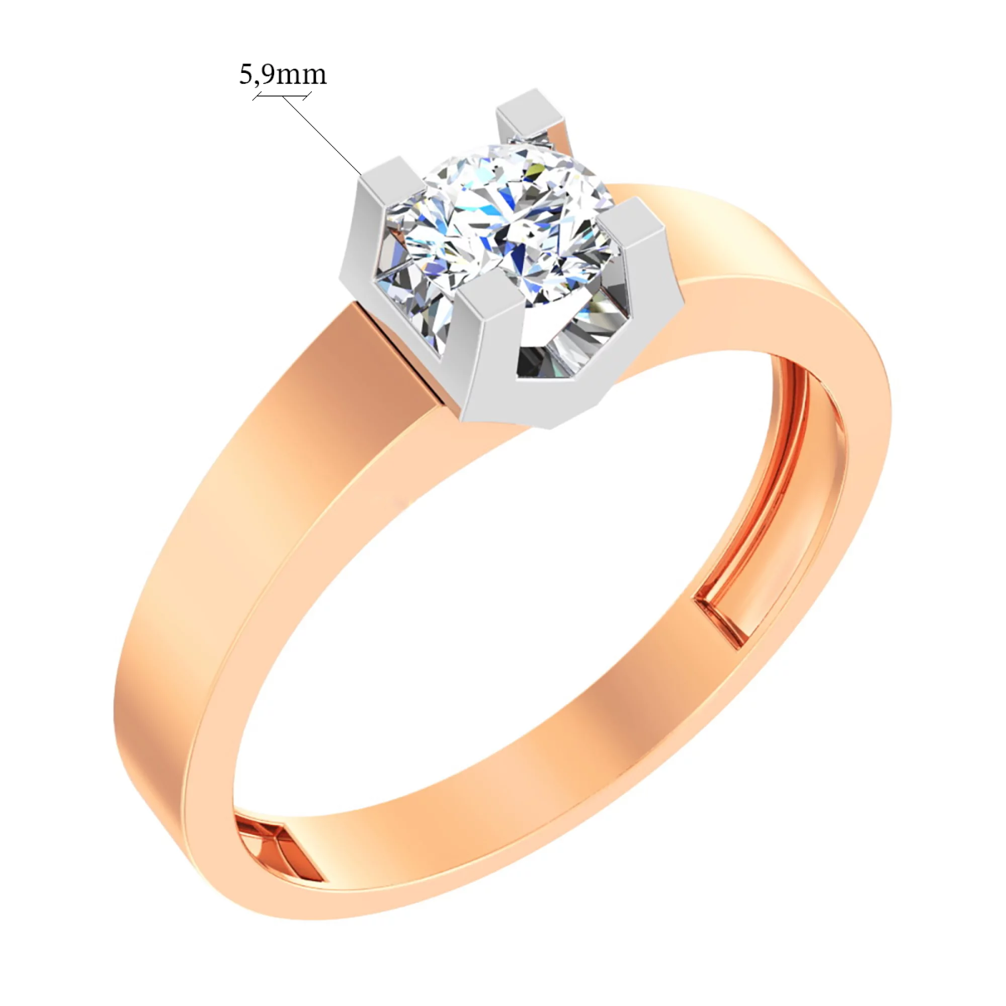Золотое кольцо с фианитом - 585429 – изображение 2