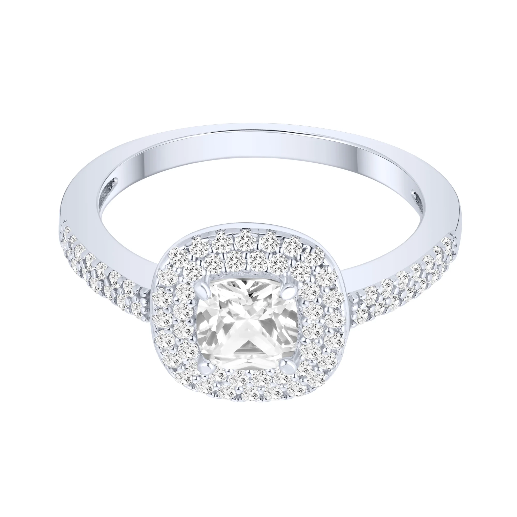 Серебряное кольцо "Геометрия" с фианитами - 2284785 - 2