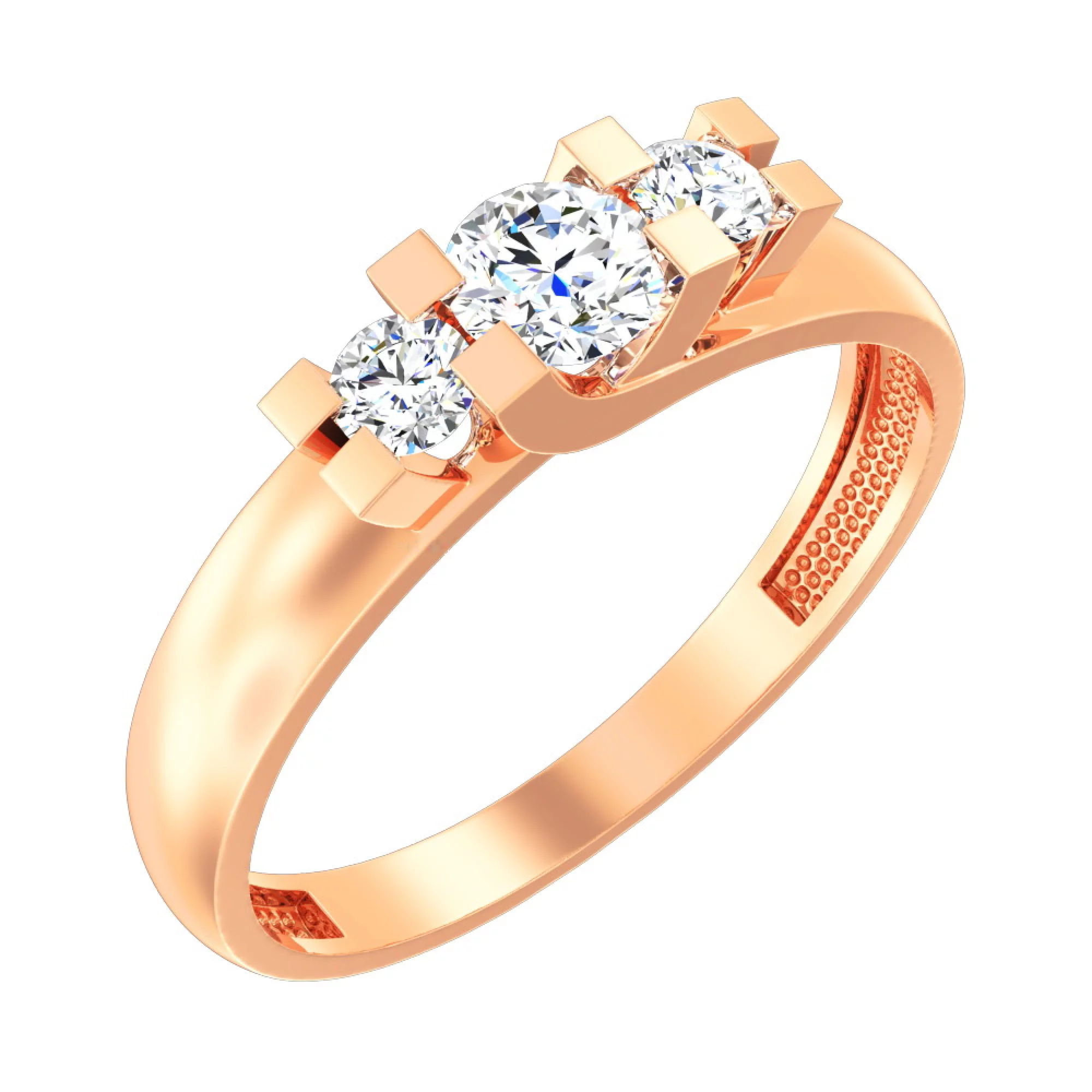 Золотое кольцо с фианитом - 585559 – изображение 1