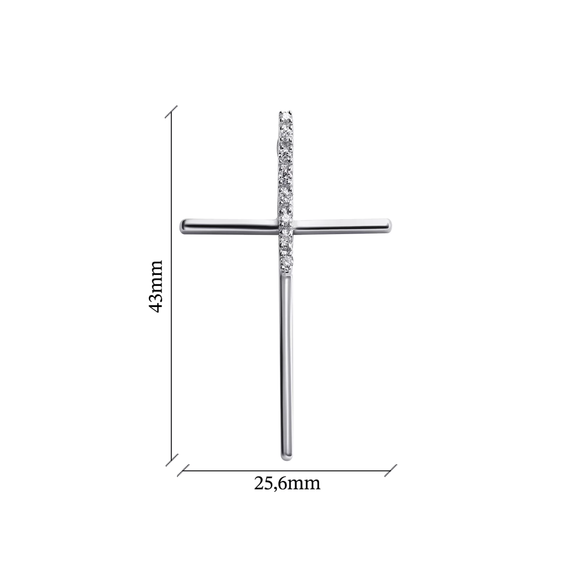 Срібний хрестик з фіанітами - 1507840 – зображення 2
