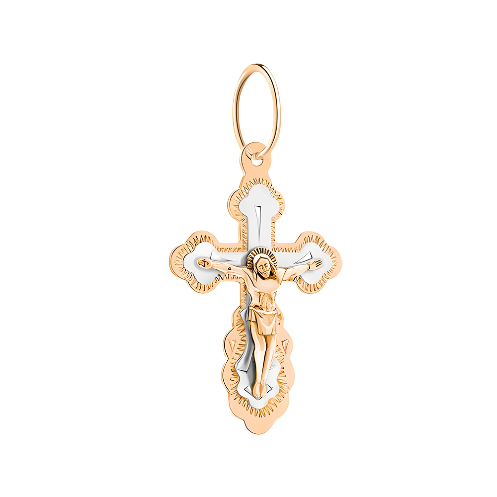 Крестик из комбинированного золота - 367075 - 1