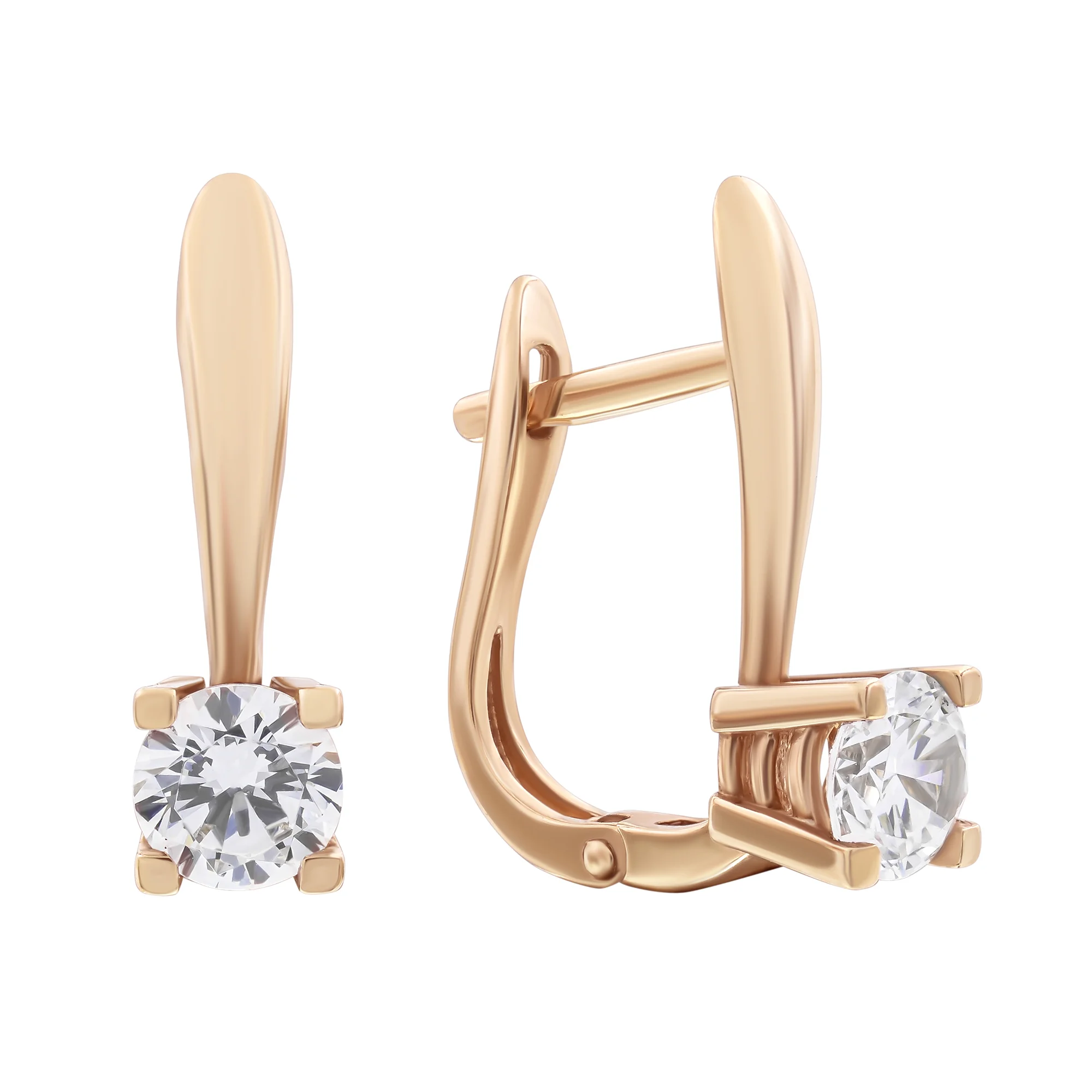 Серьги из красного золота с фианитами - 603956 - 1