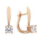 Серьги из красного золота с фианитами - 603956