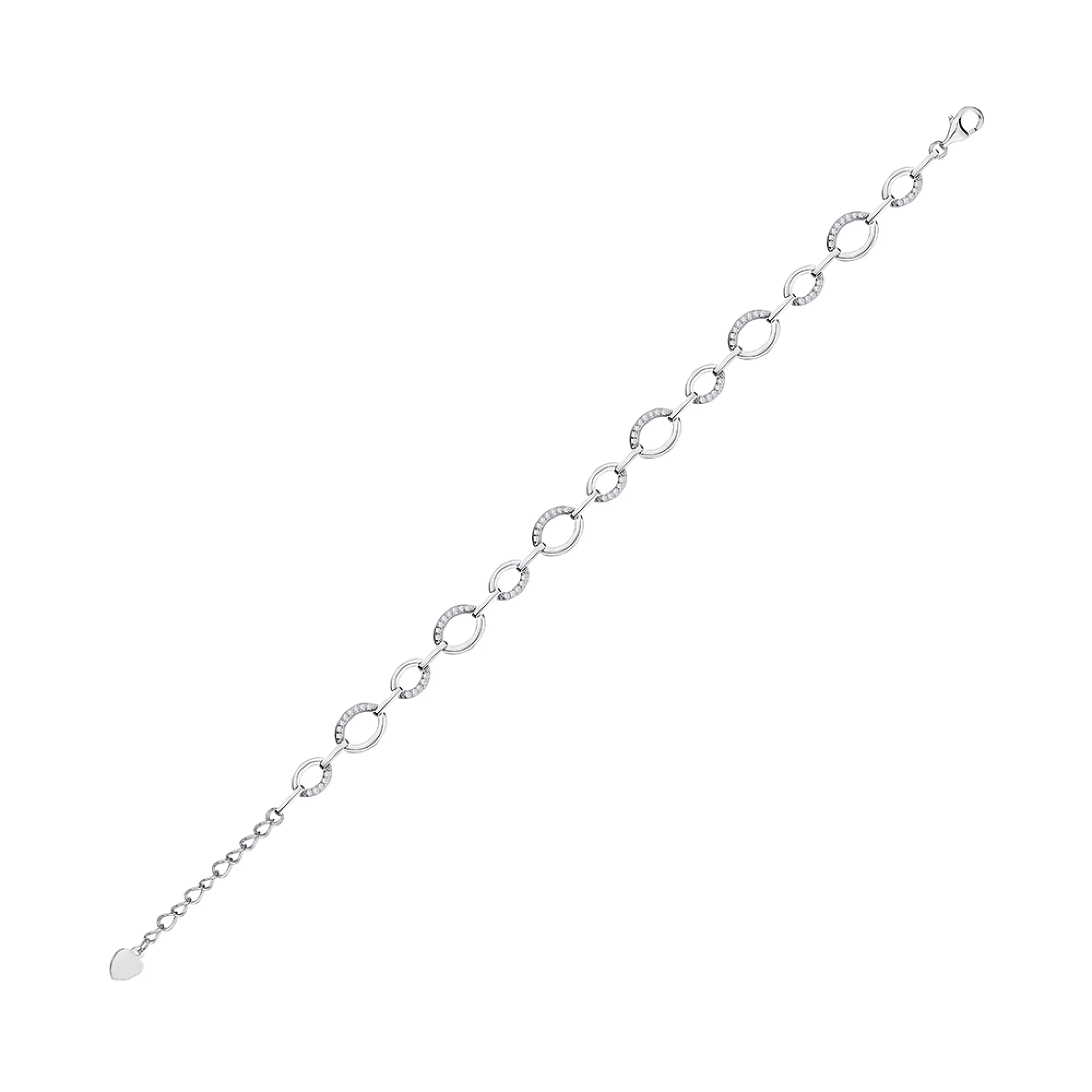 Браслет с фианитом из серебра плетение фантазия - 1294707 – изображение 1