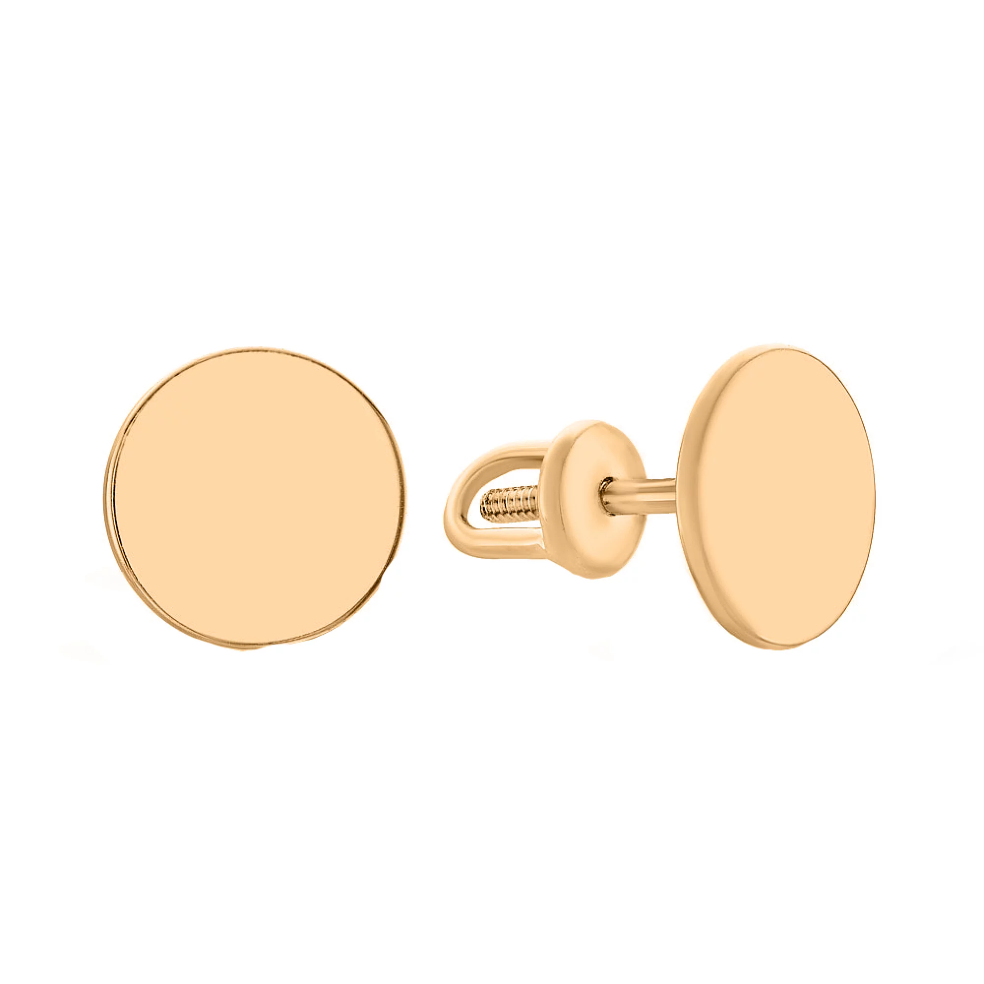 Золотые серьги-гвоздики "Монеты" - 1658235 – изображение 1