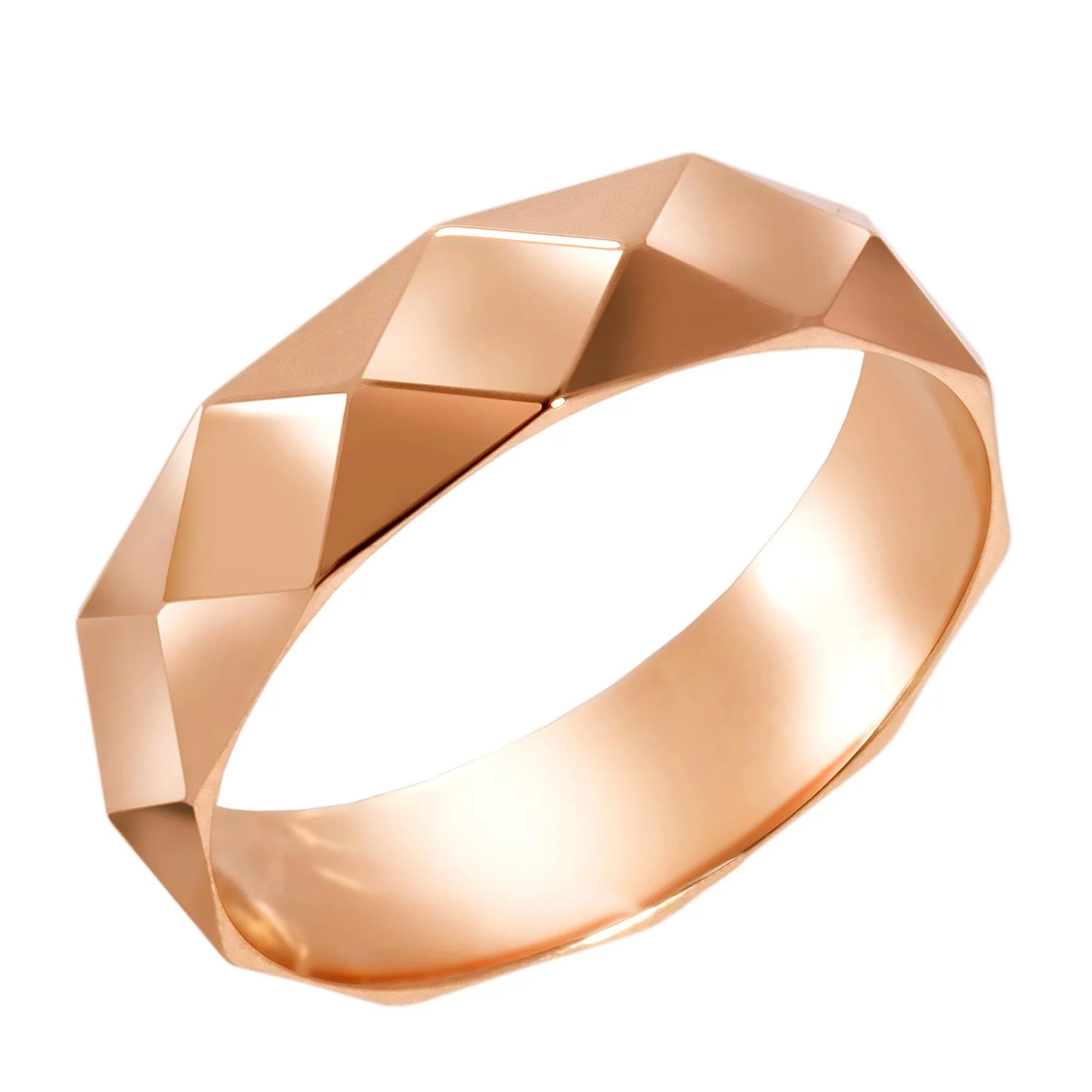 Обручальное кольцо американка из красного золота с гранями - 968099 – изображение 1