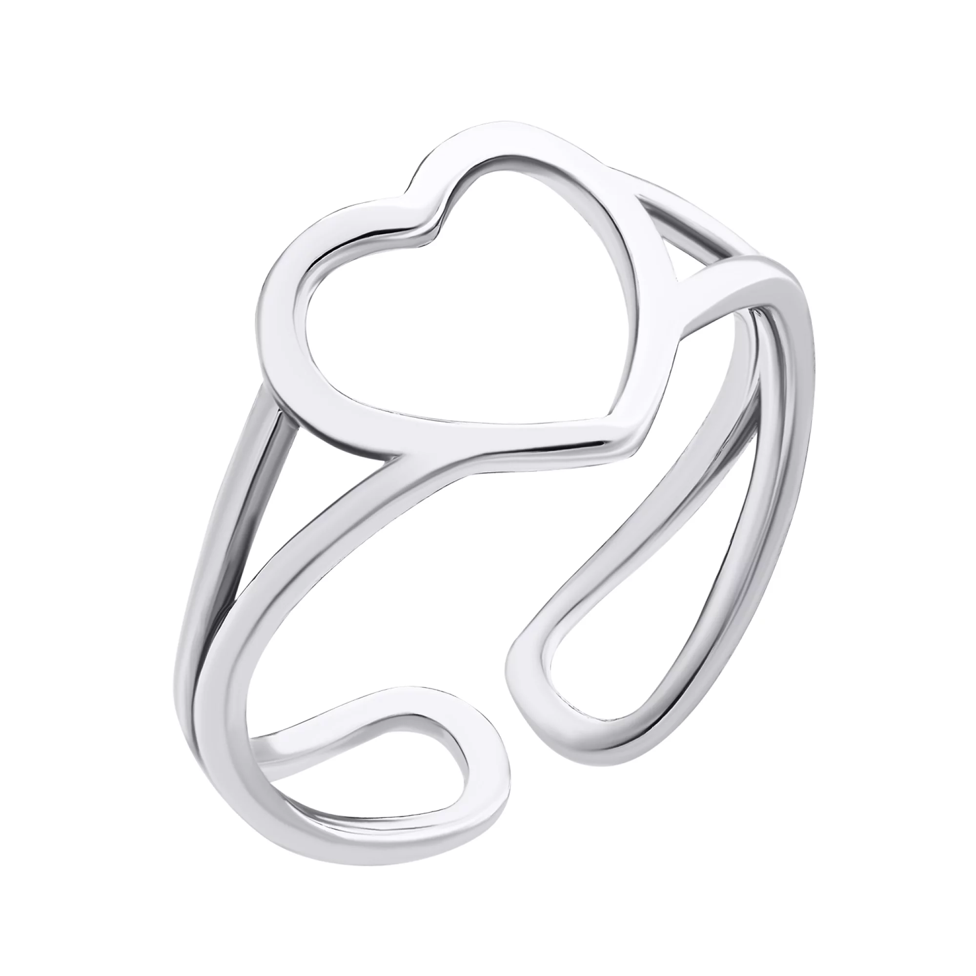 Кольцо серебряное в форме сердца - 1508434 – изображение 1