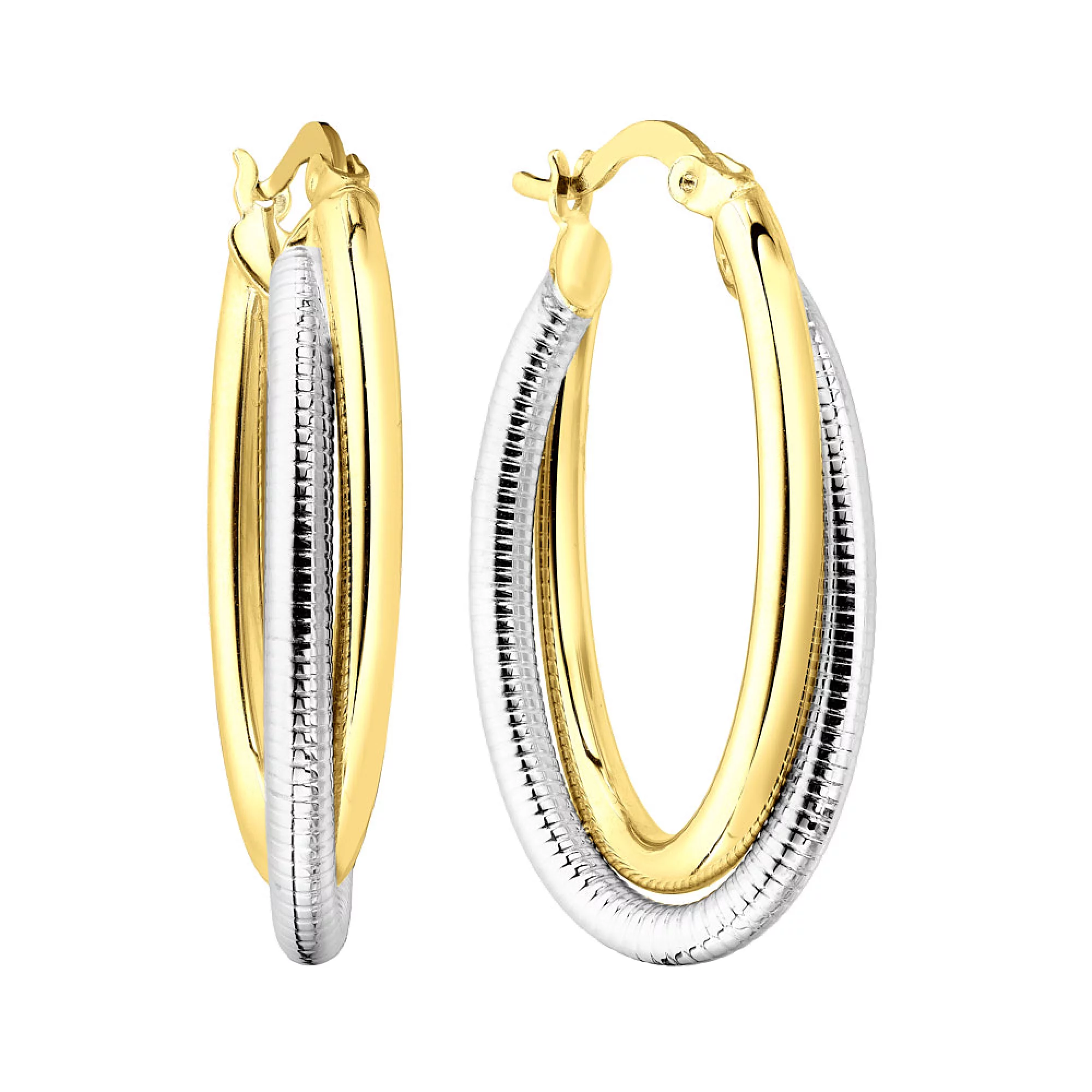 Сережки-кольца из комбинированого золота - 1499372 – изображение 1