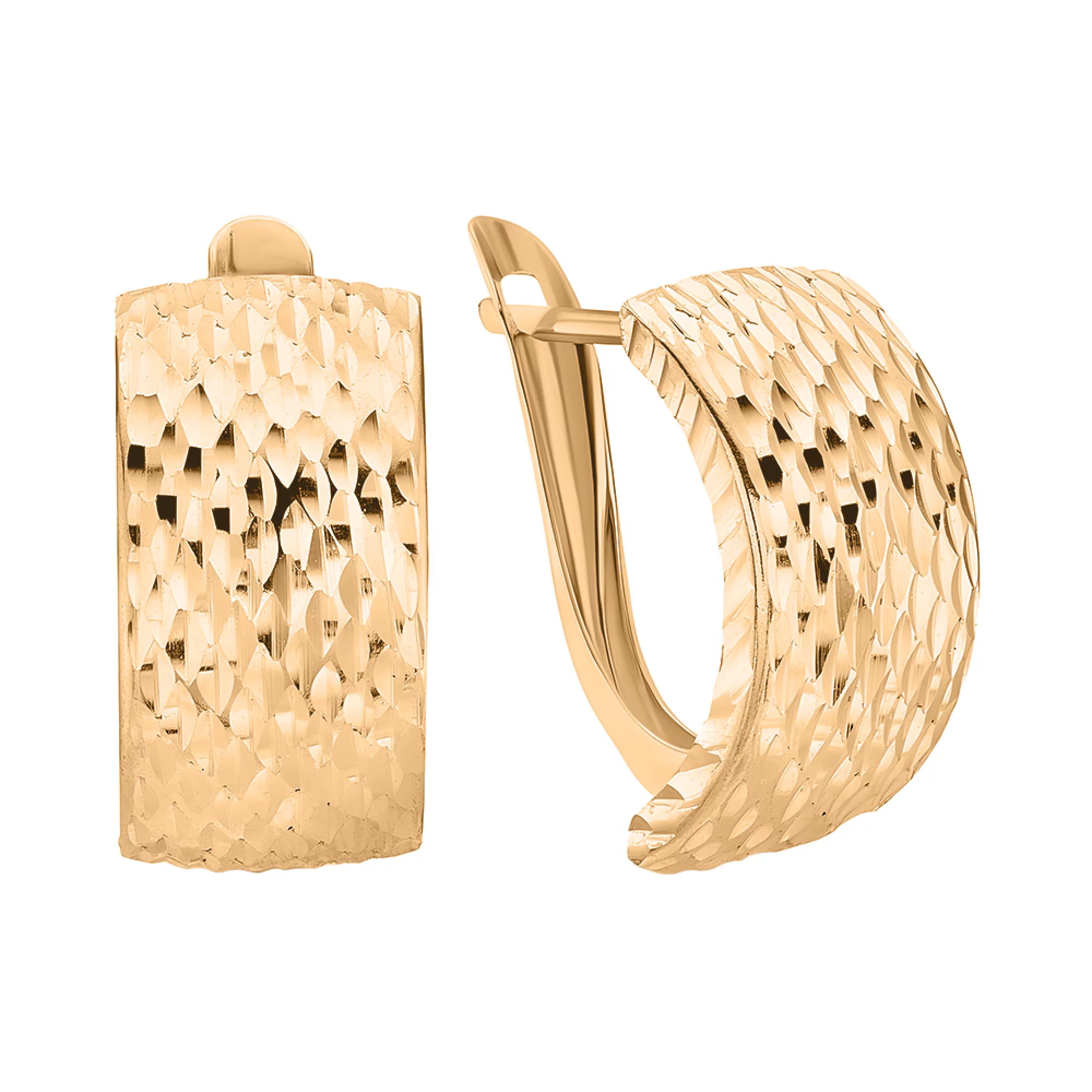 Золоті сережки з алмазною гранню в геометричній формі - 1563619 – зображення 1