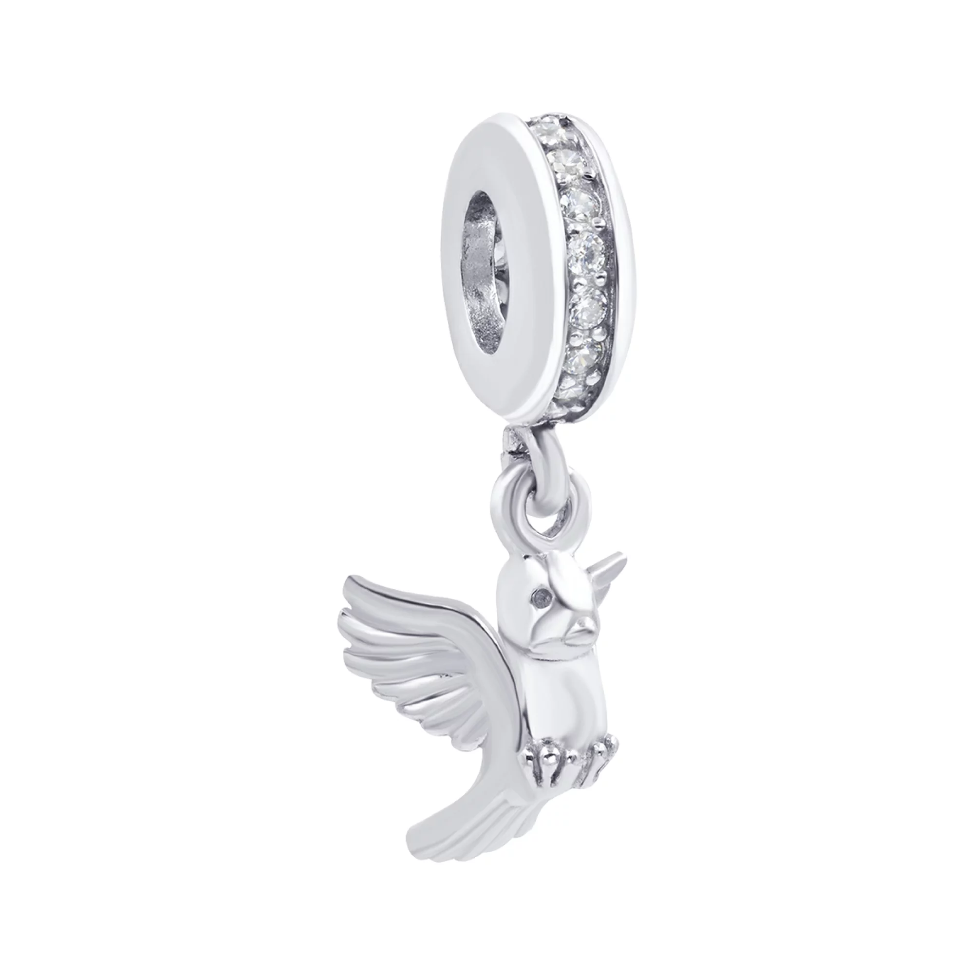 Шарм из серебра с фианитом "Птичка" - 436511 – изображение 1