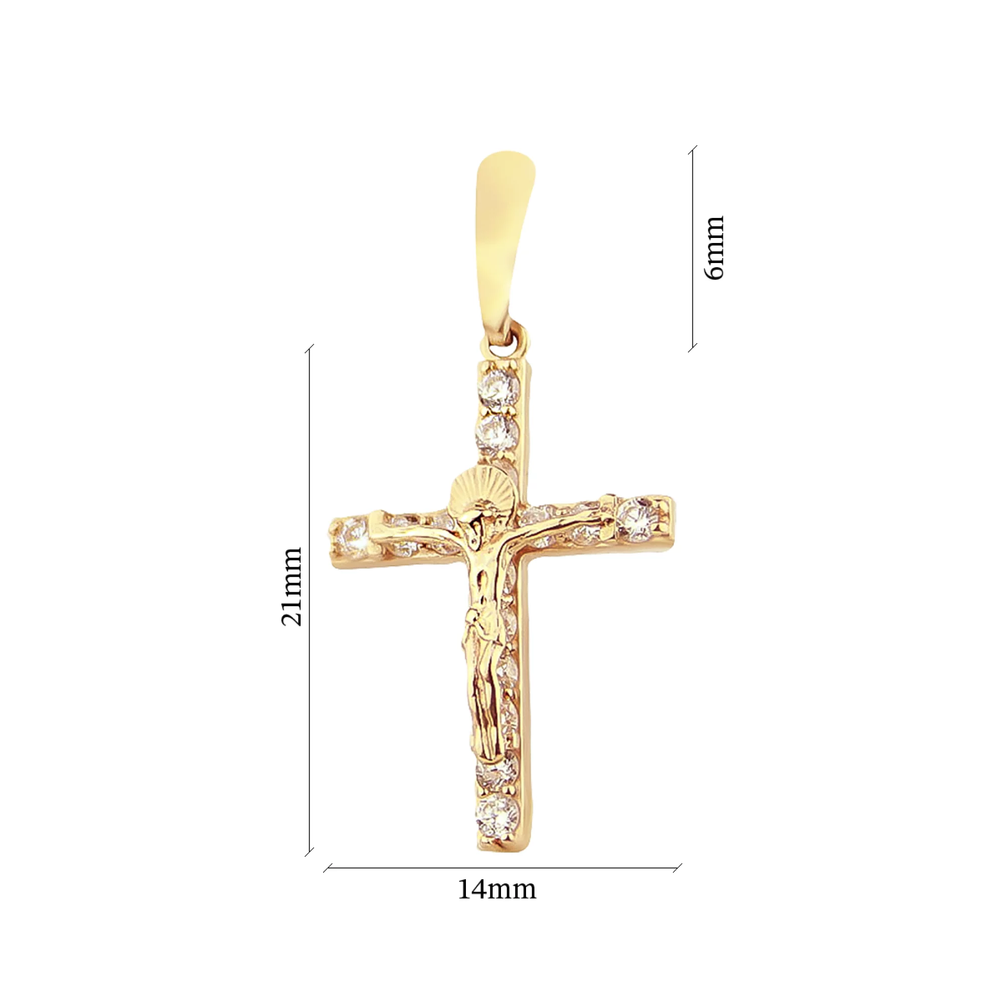 Крестик из красного золота с фианитами - 474521 – изображение 2