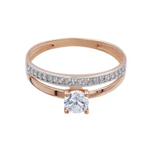 Двойное кольцо в комбинированном золоте с фианитами - 521458