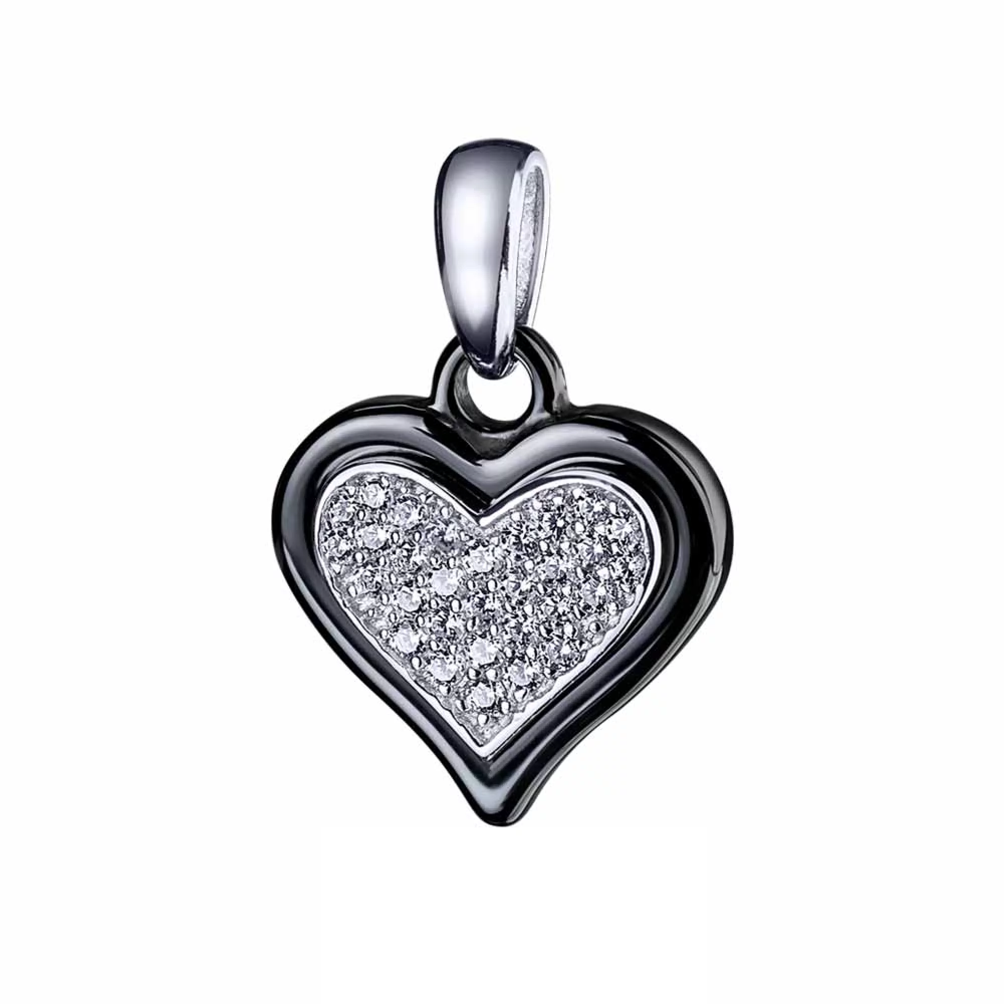 Срібний підвіс Серце з керамікою і цирконієм - 422066 – зображення 1