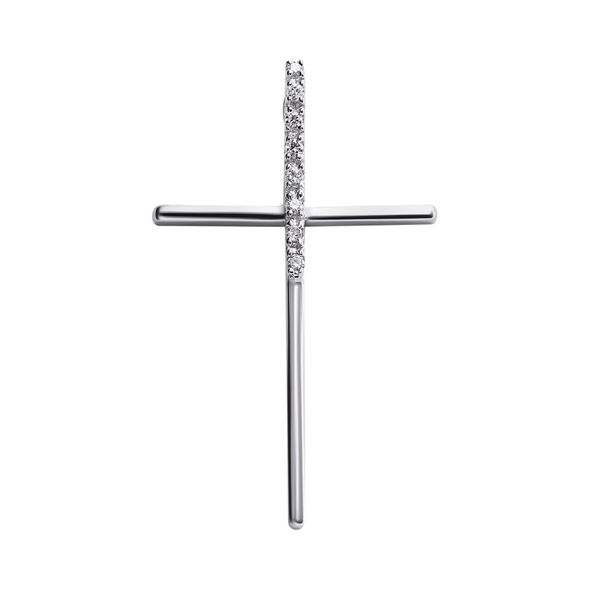 Срібний хрестик з фіанітами - 1507840 – зображення 1