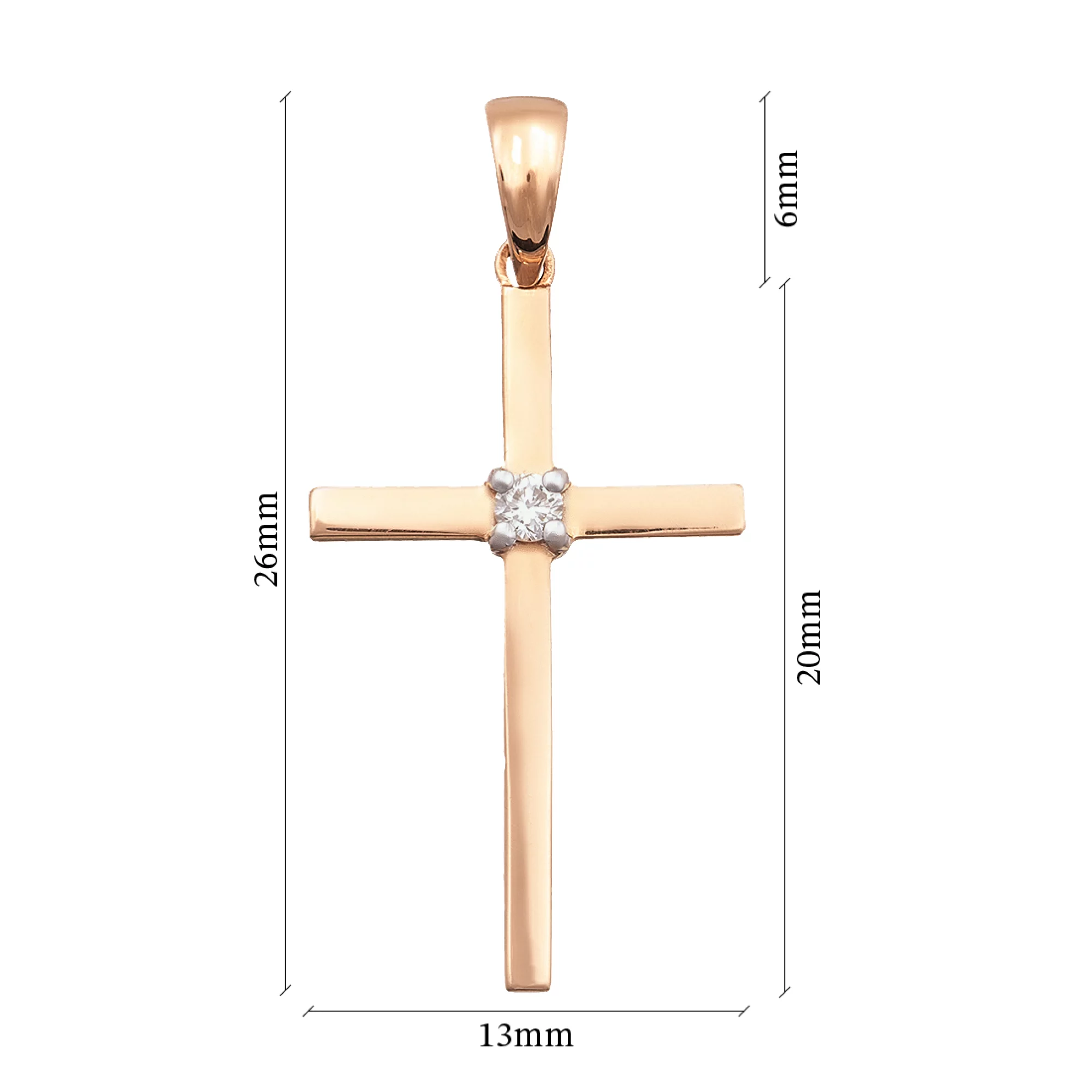 Крестик из красного золота с бриллиантом - 402114 – изображение 3