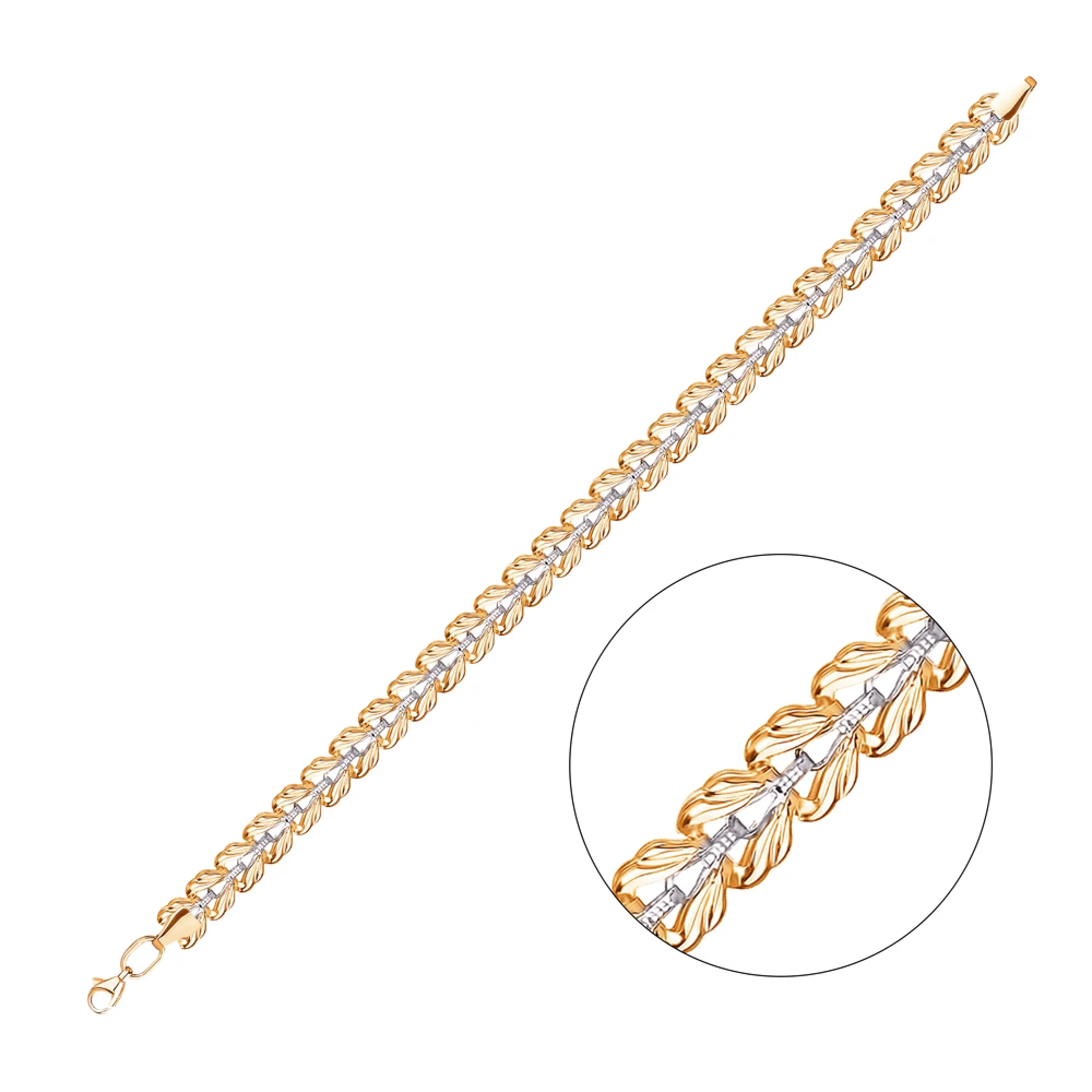 Браслет из комбинированного золота плетение ролекс - 1515938 – изображение 1