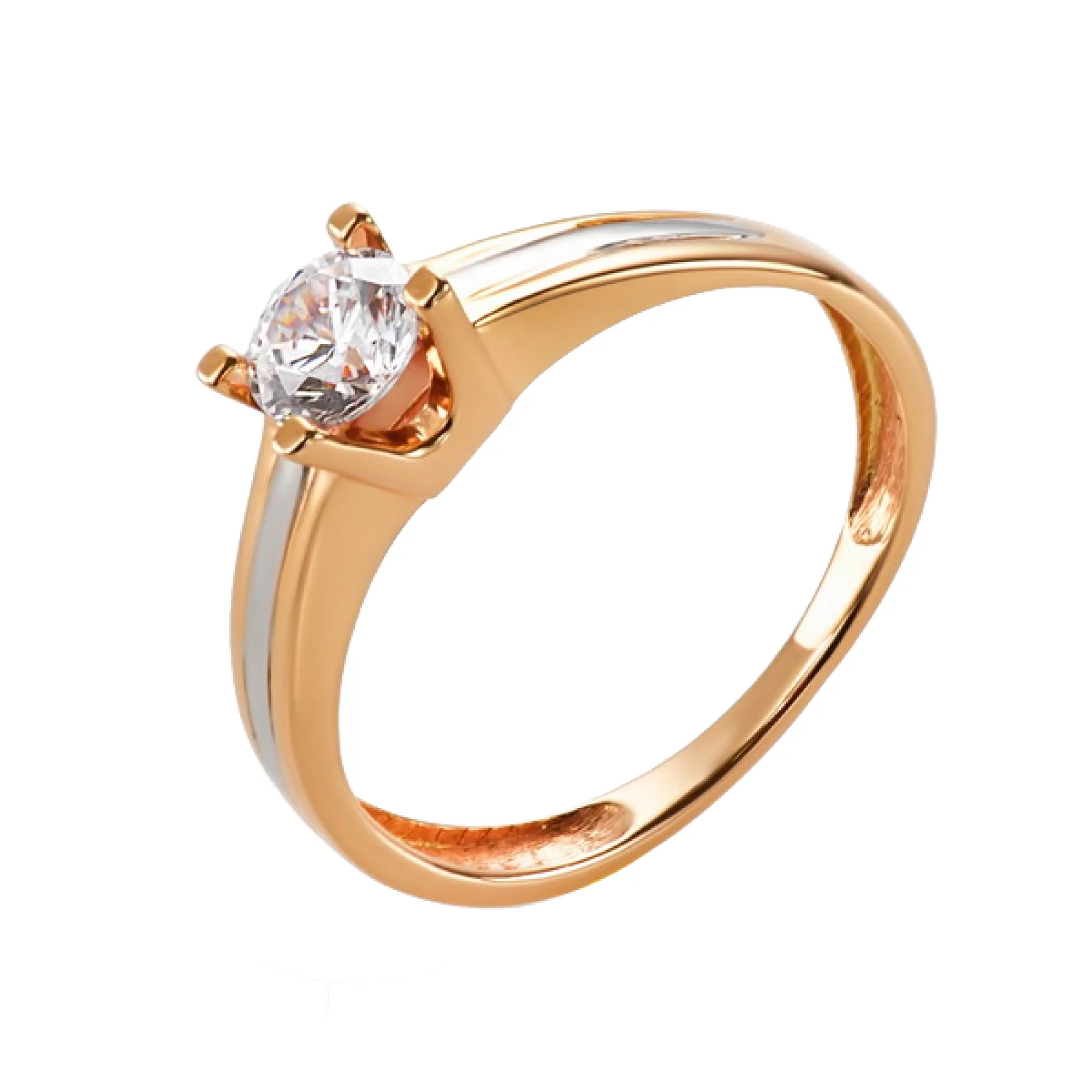 Золотое кольцо с фианитом - 771878 – изображение 1