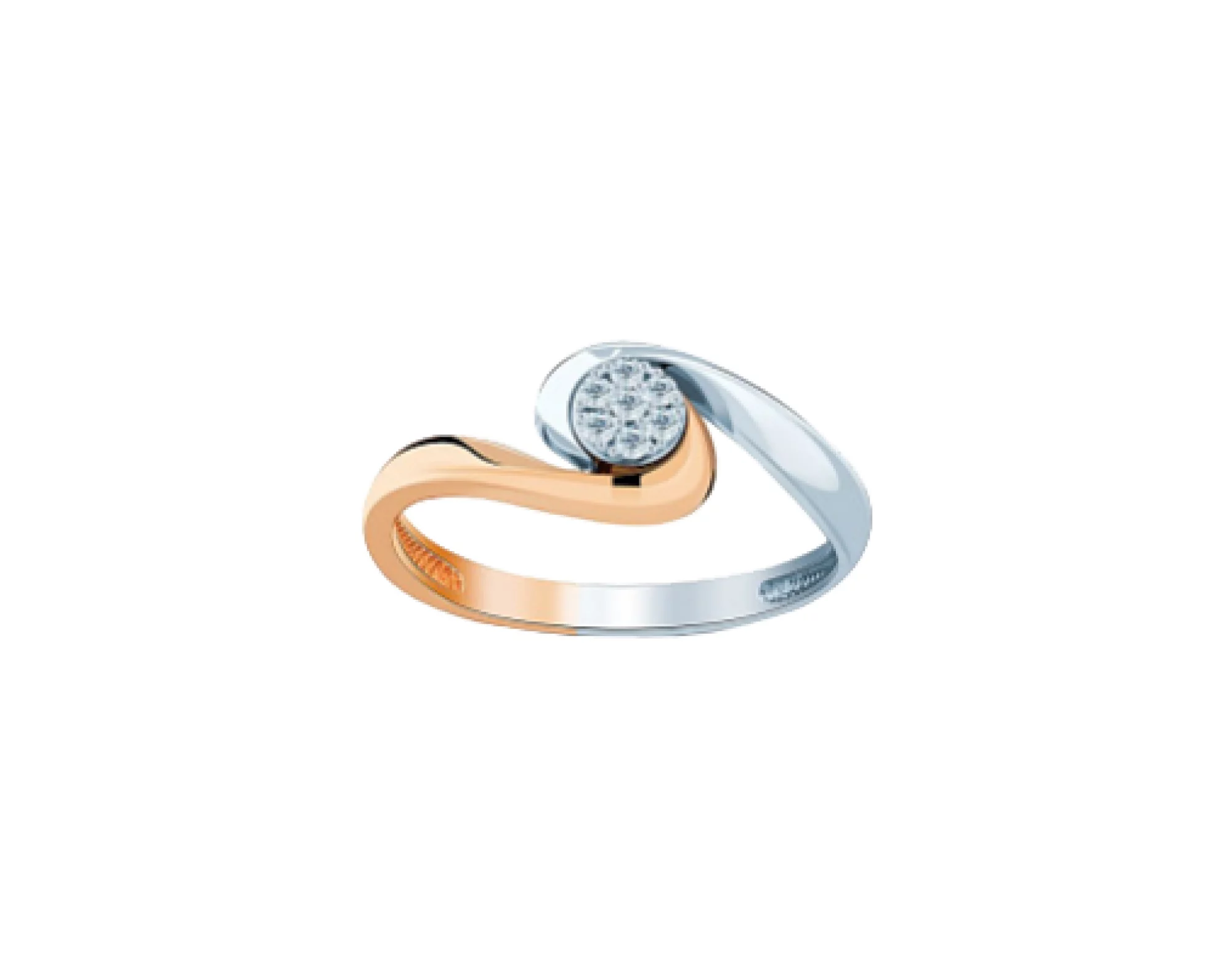 Кольцо из комбинированного золота с бриллиантами - 511557 – изображение 1