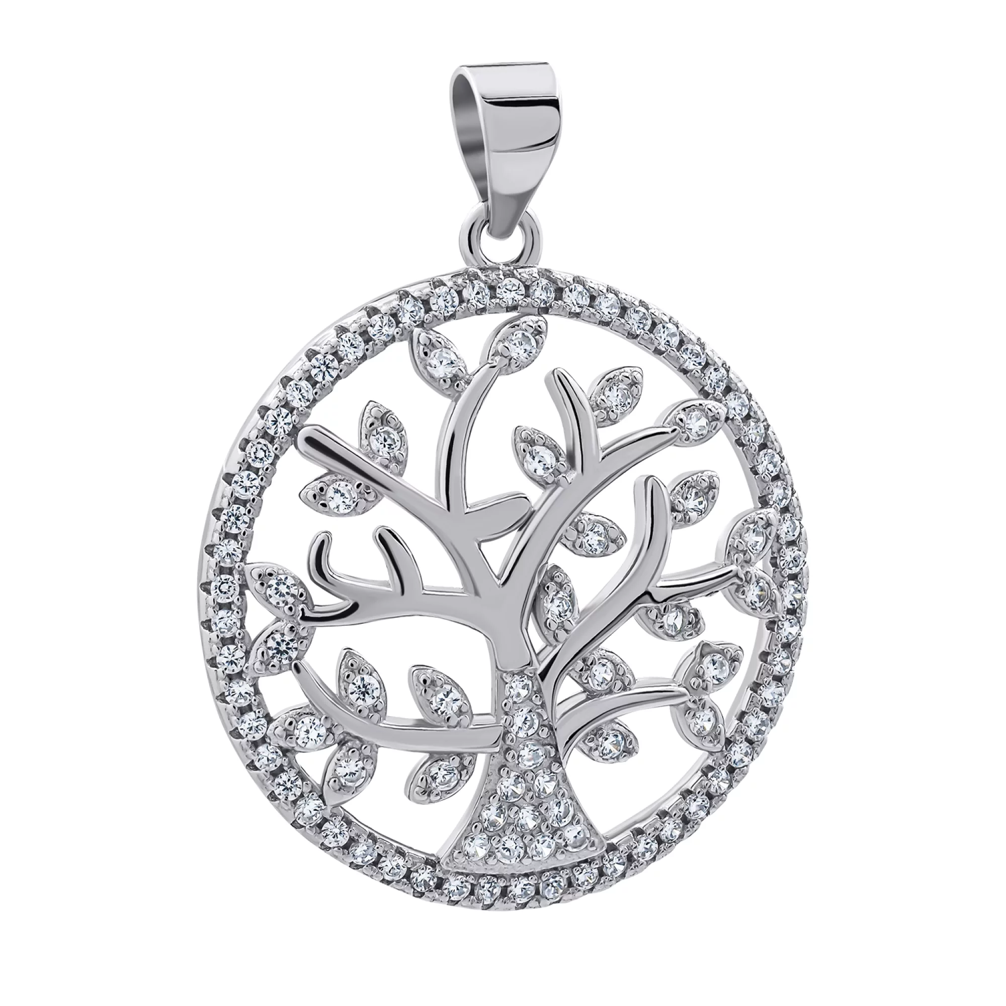 Підвіска срібна з фіанітом "Дерево життя" - 1269098 – зображення 1