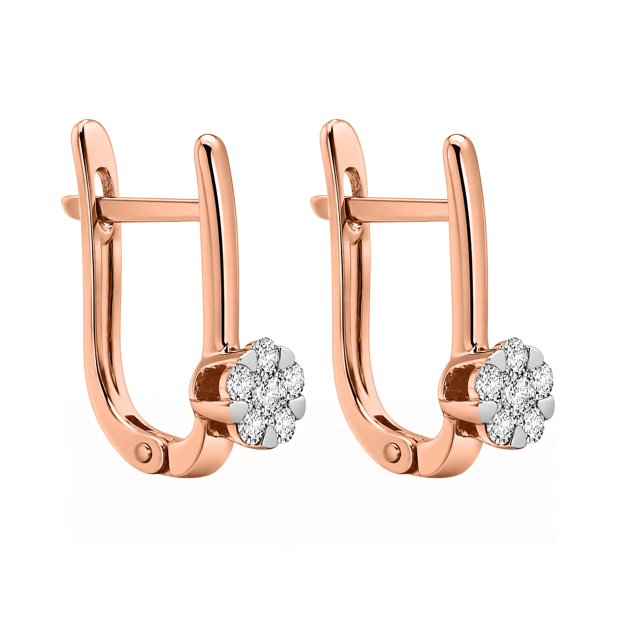 Сережки из красного золота с бриллиантами - 970942 - 1