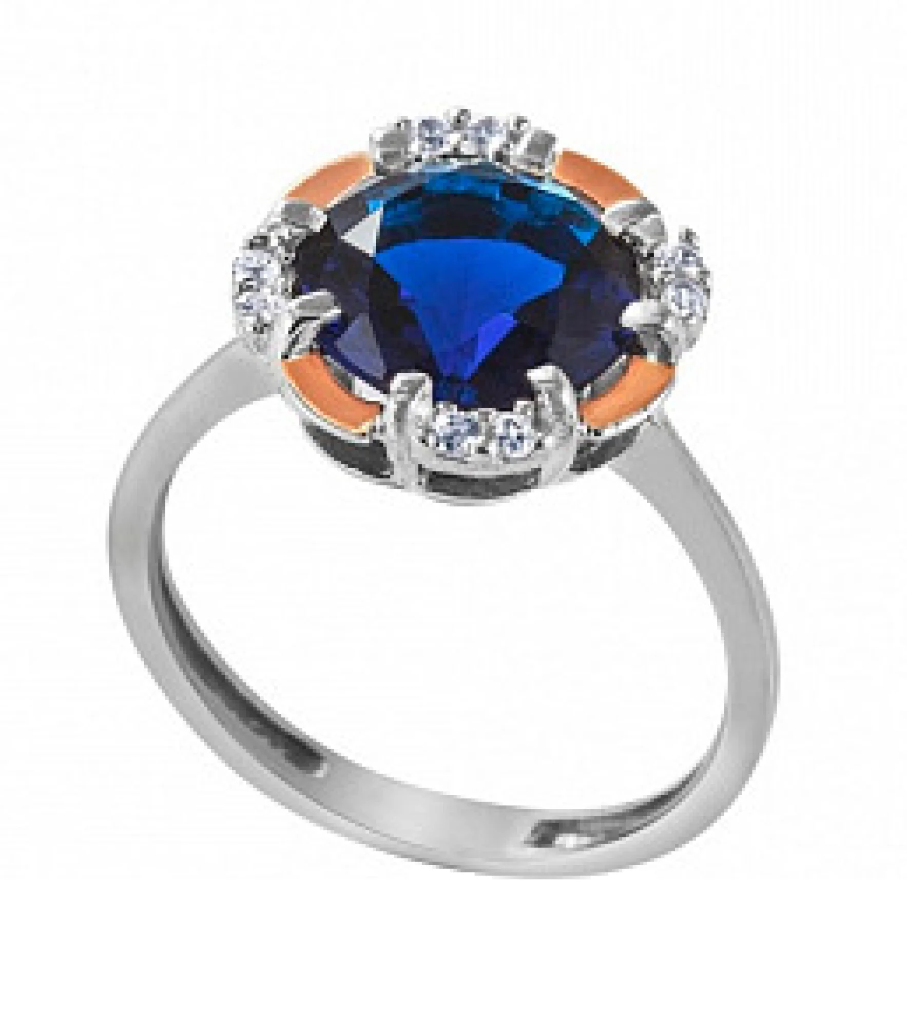 Серебряное кольцо с позолотой и фианитами - 964681 - 1