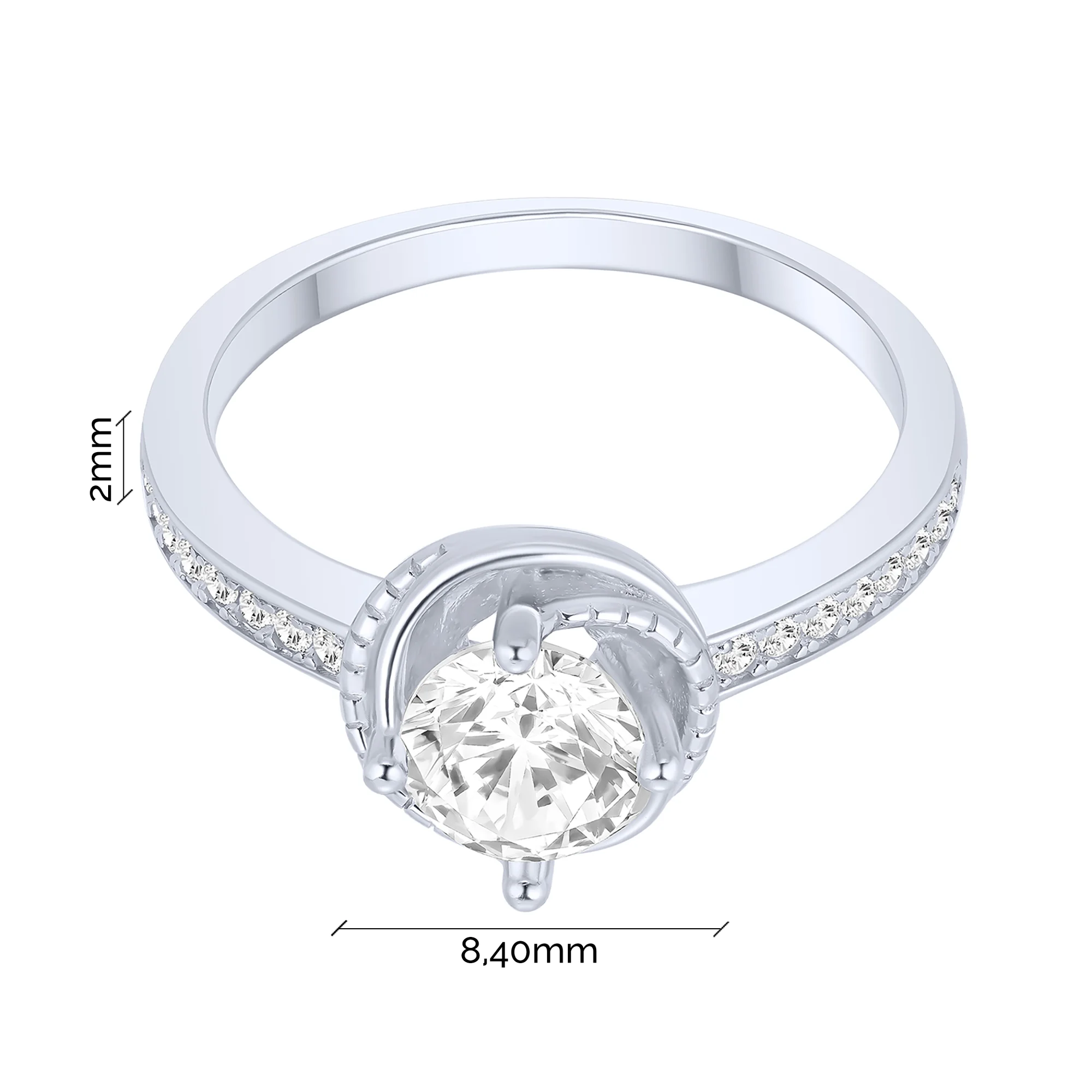 Серебряное кольцо с фианитами - 2284003 - 4