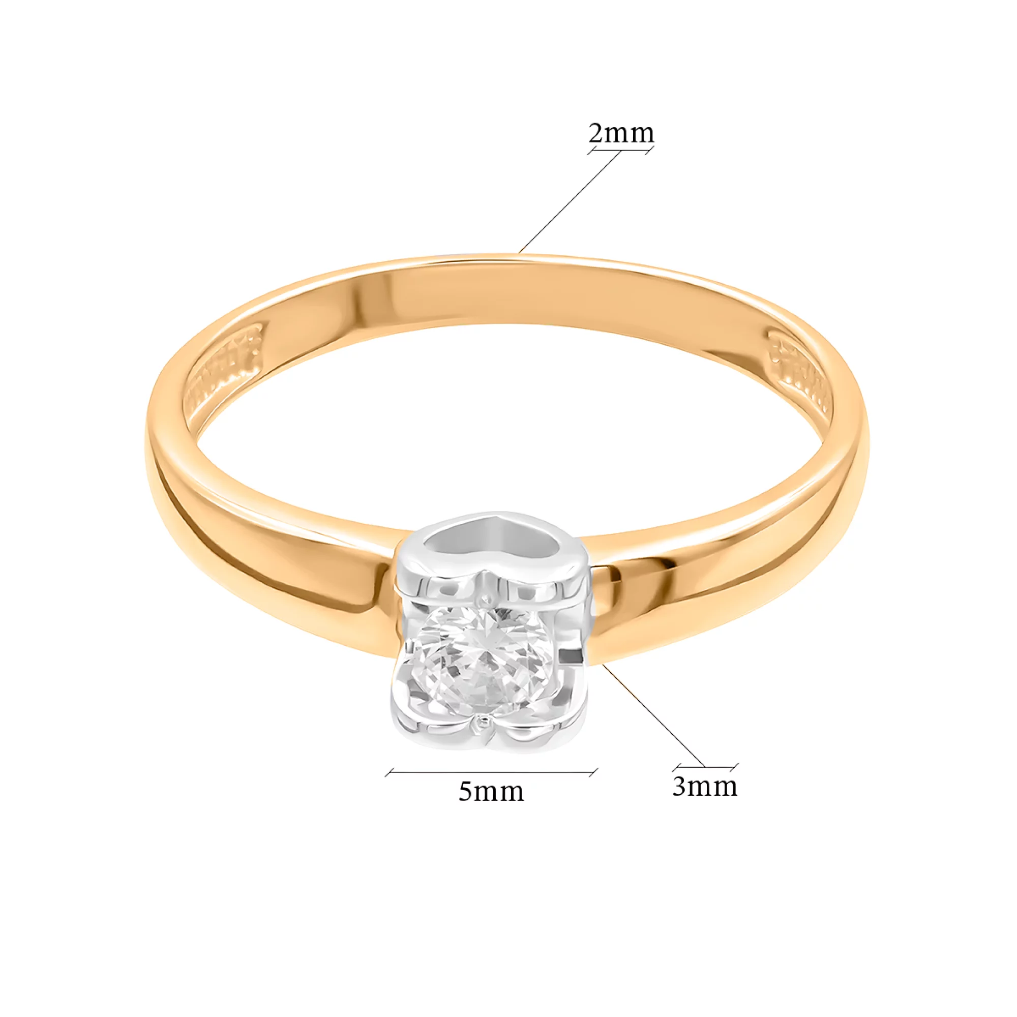 Золотое кольцо с фианитом - 482878 – изображение 3