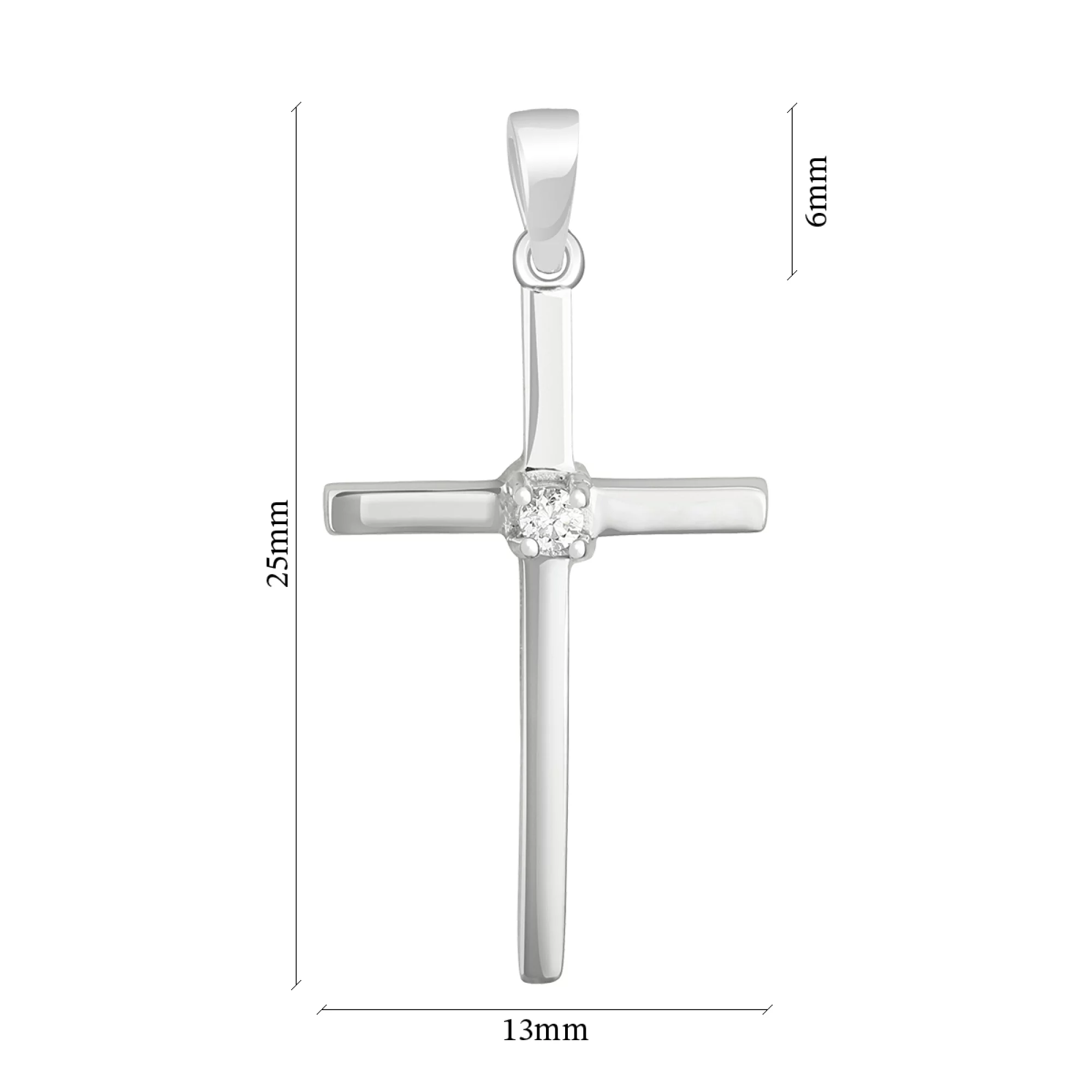 Крестик из белого золота с бриллиантом - 402115 – изображение 3
