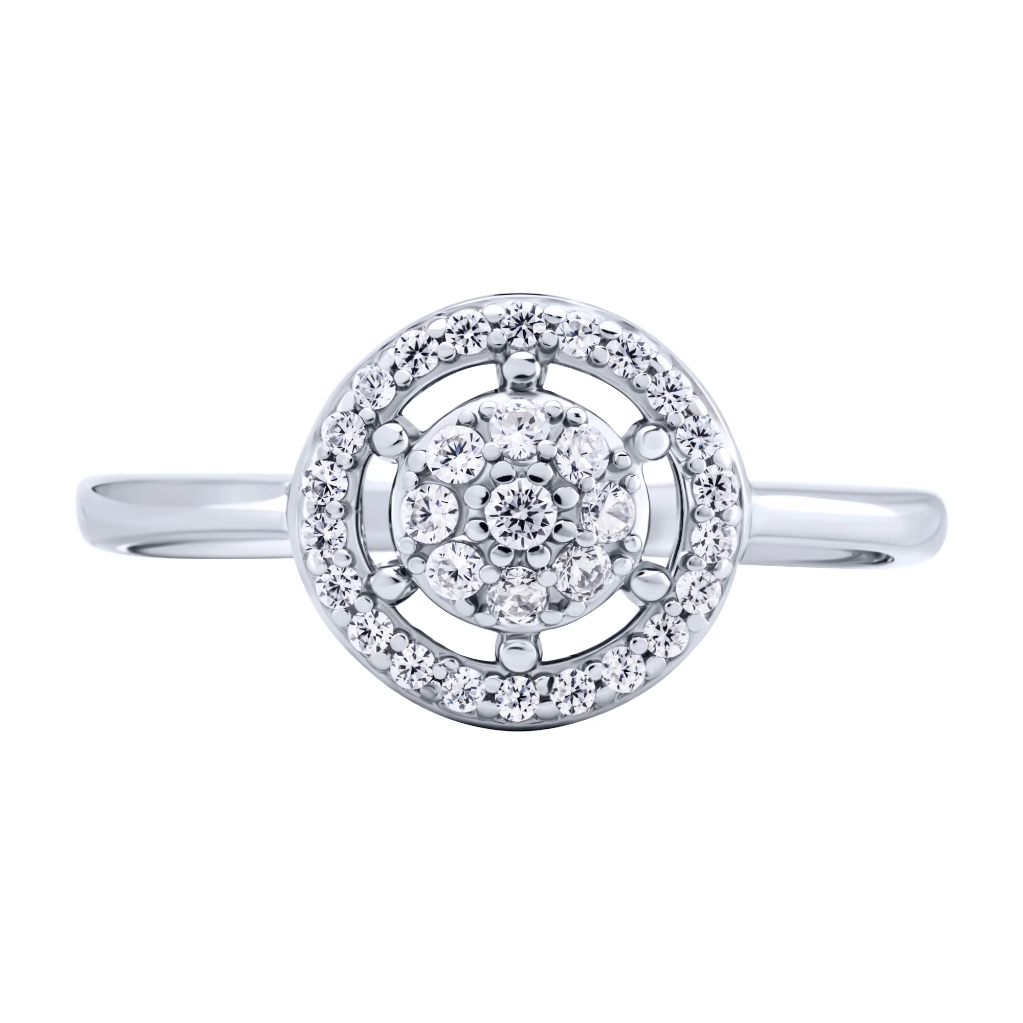Серебряное кольцо с россыпью фианитов - 2093985 - 2