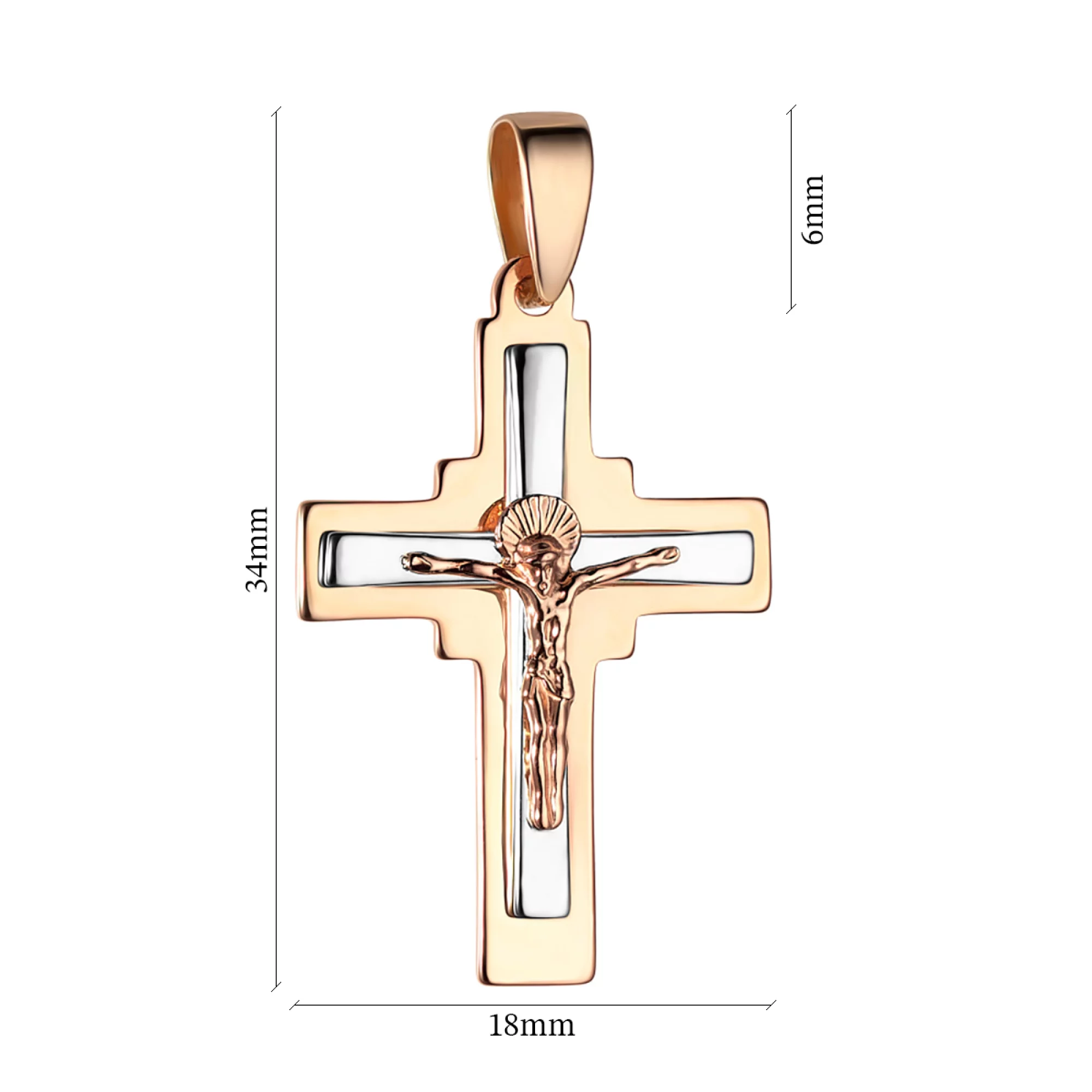 Хрестик з комбінованого золота - 973301 – зображення 2