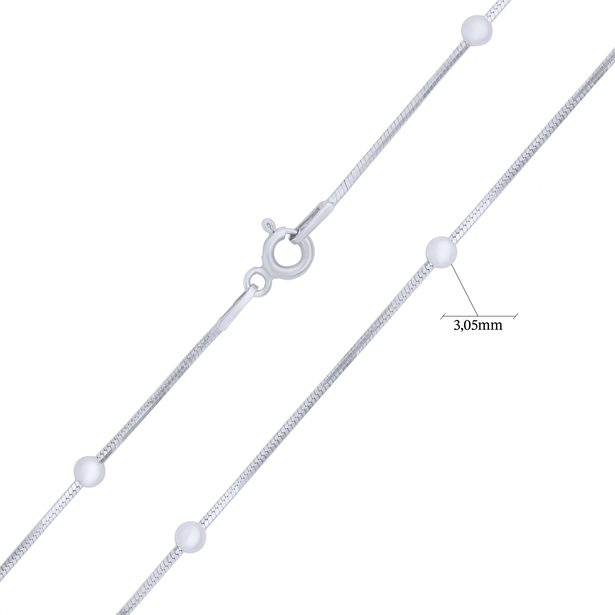 Ланцюжок зі срібла з кульками плетіння снейк - 1685541 – зображення 2