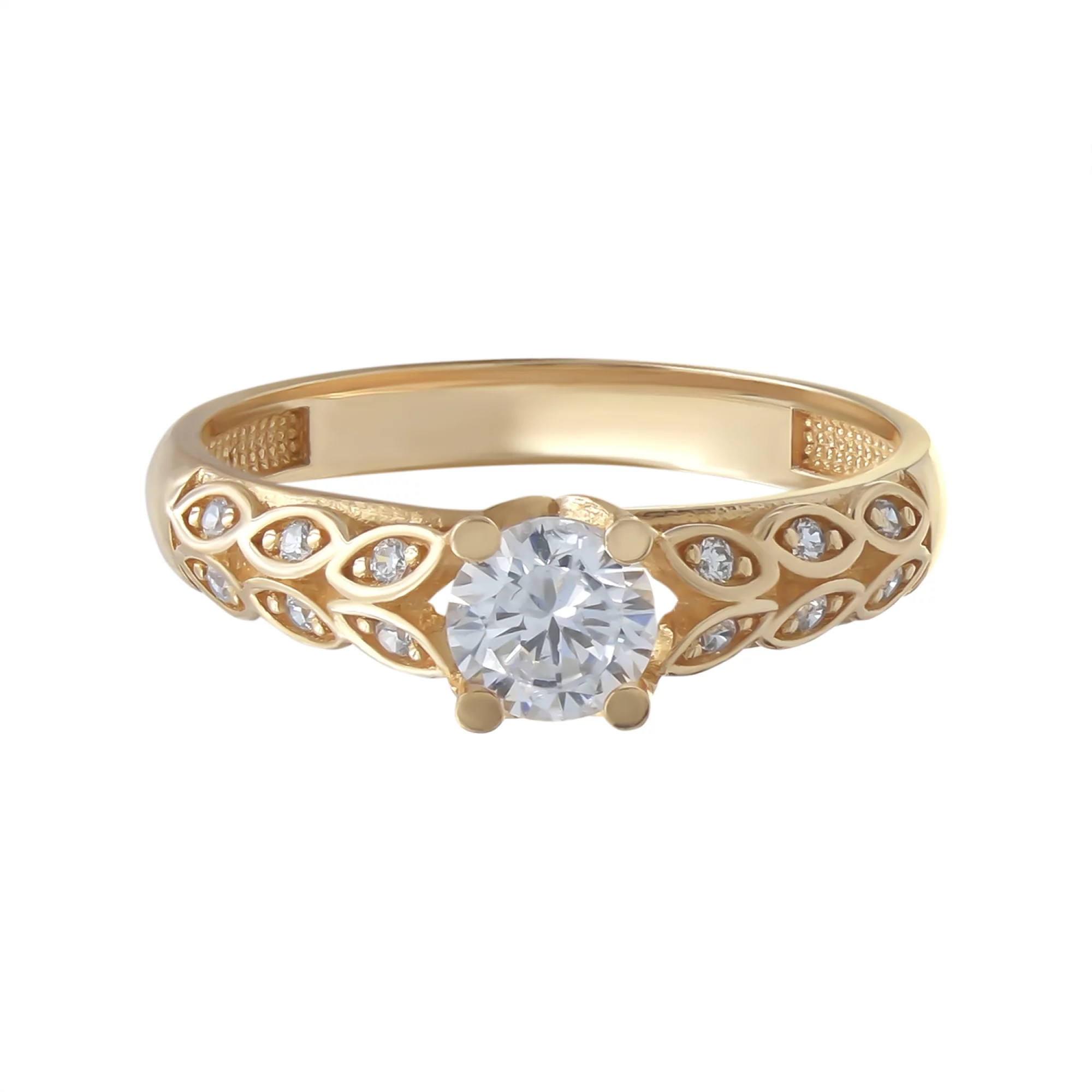 Золотое кольцо с фианитом - 538767 – изображение 2