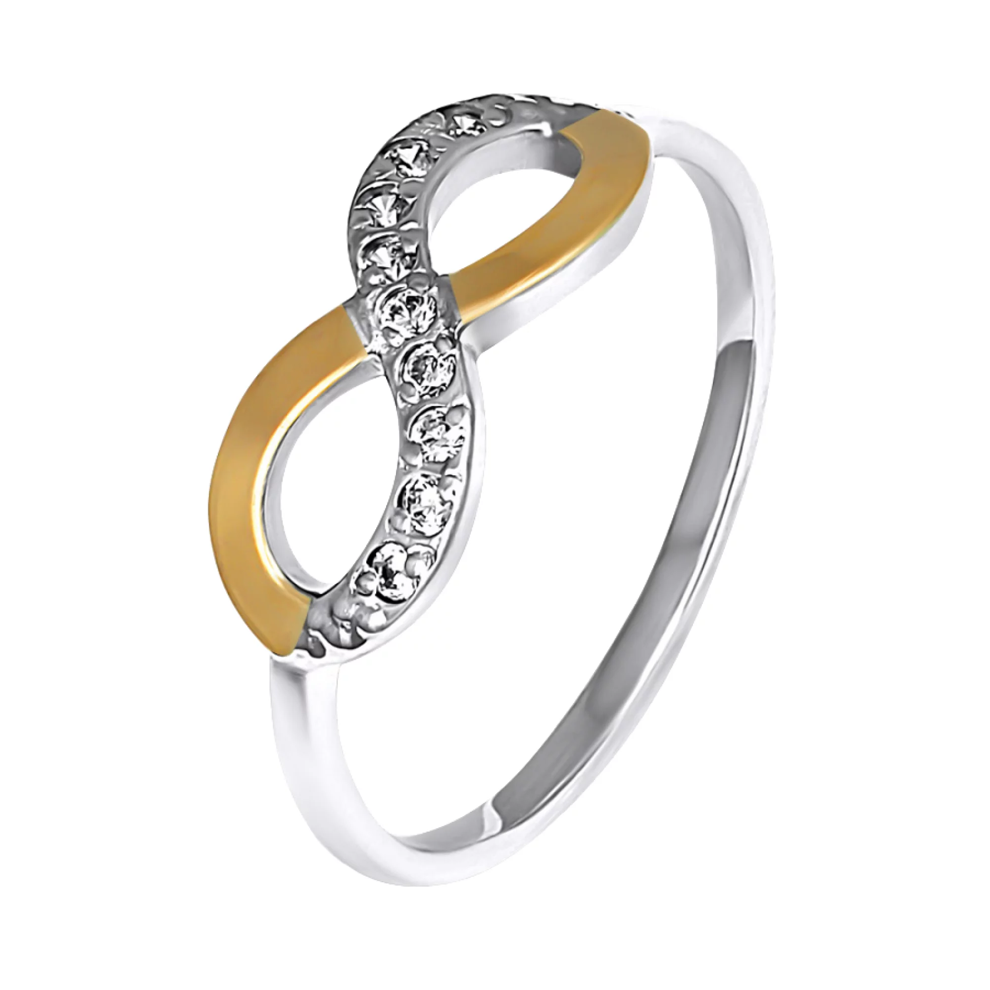 Серебряное кольцо Бесконечность с фианитом - 1426808 – изображение 1