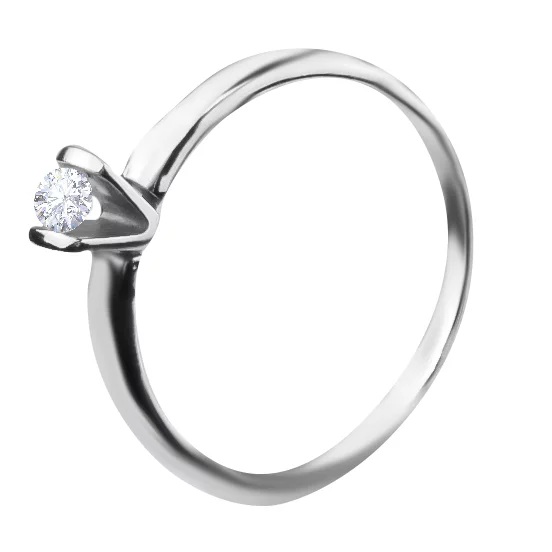 Кольцо из белого золота с бриллиантом. Артикул 11498/1б: цена, отзывы, фото – купить в интернет-магазине AURUM