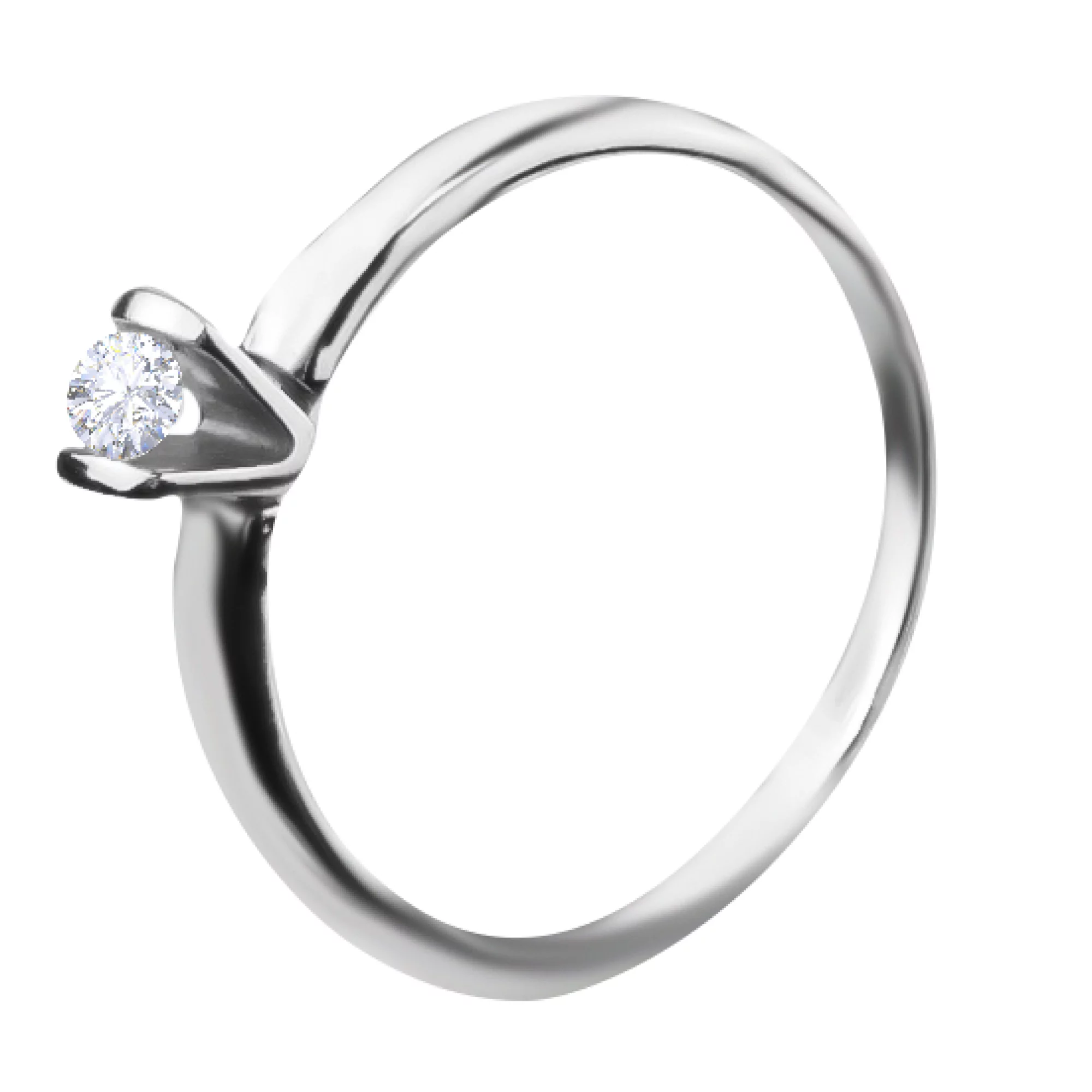 Кольцо из белого золота с бриллиантом - 521765 – изображение 1