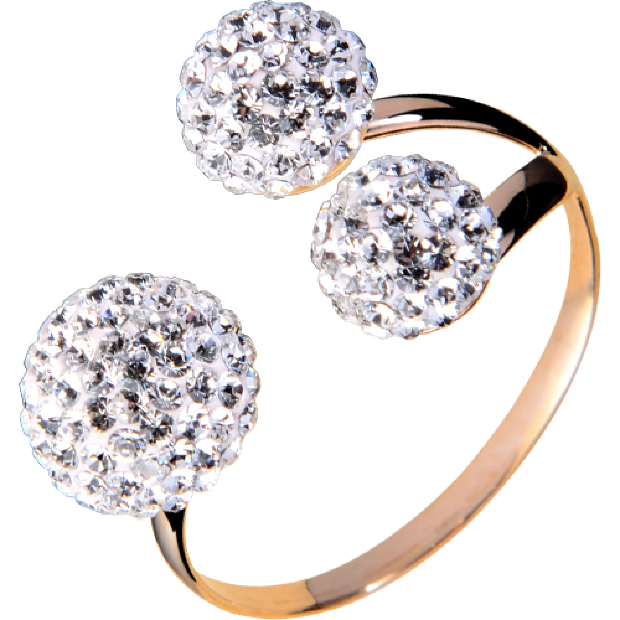 Золотое кольцо с фианитом Шары - 585573 – изображение 1