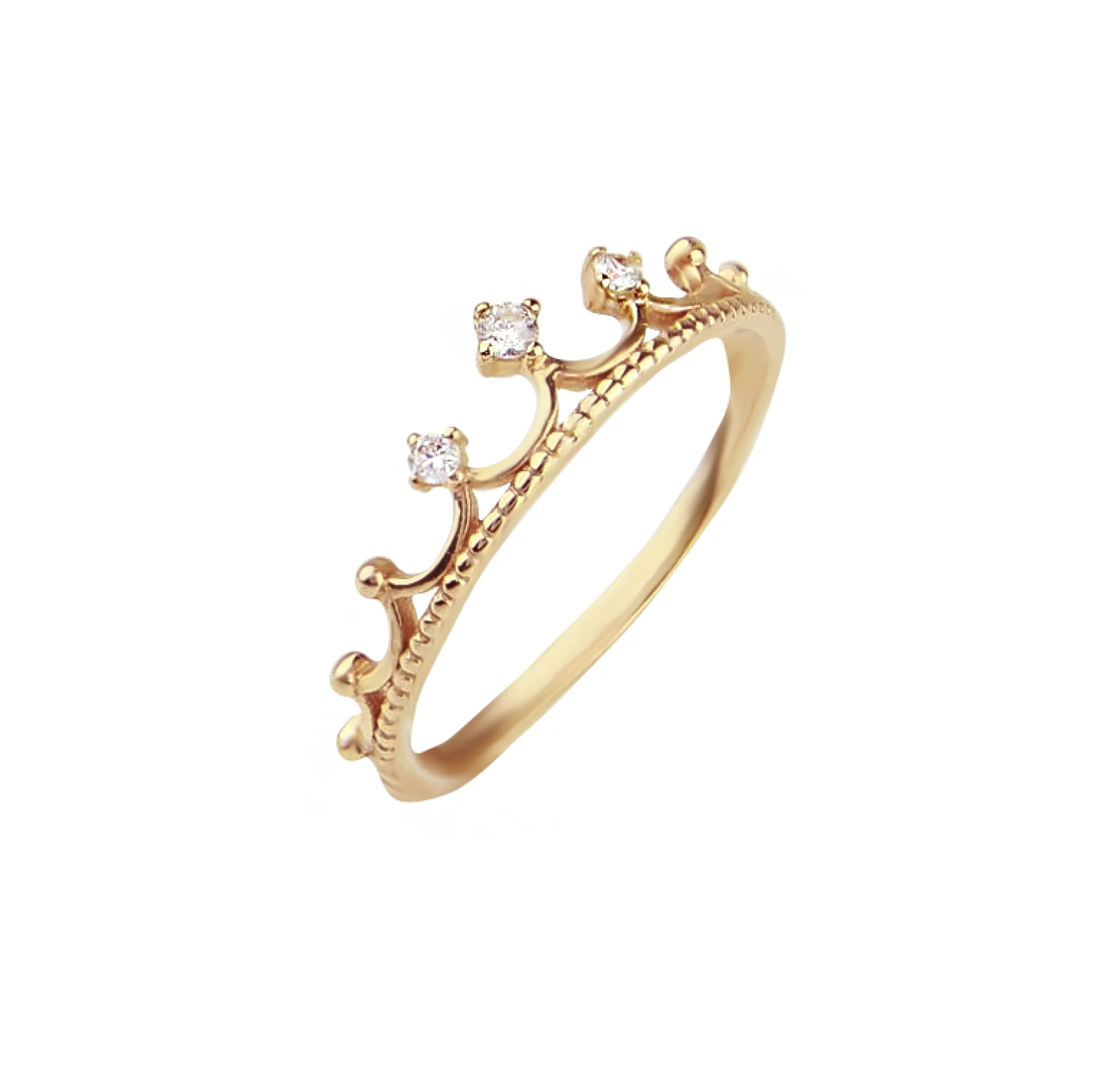 Золотое кольцо с цирконием "Корона" - 512513 – изображение 1