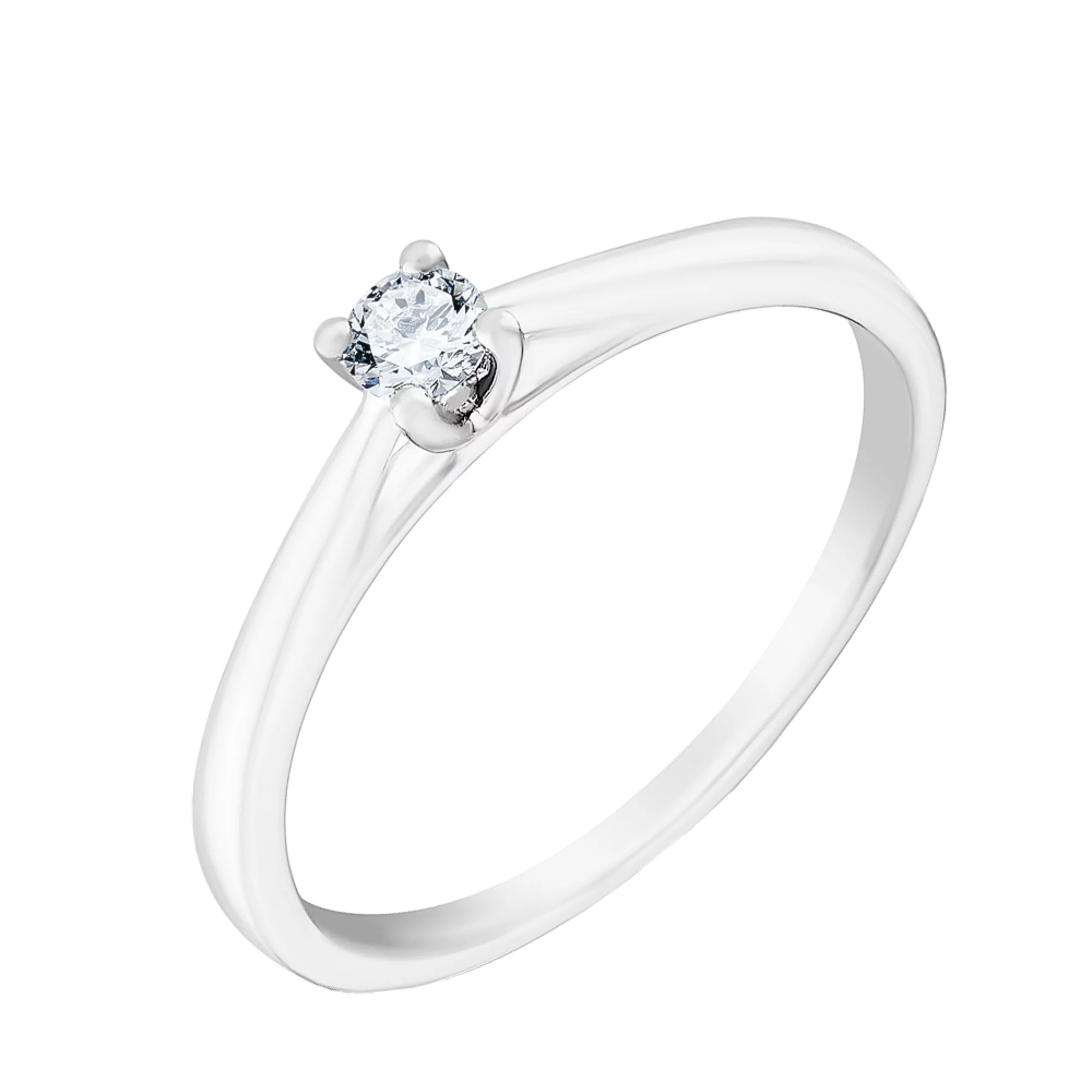 Помолвочное кольцо с бриллиантом в белом золоте - 1669623 – изображение 1