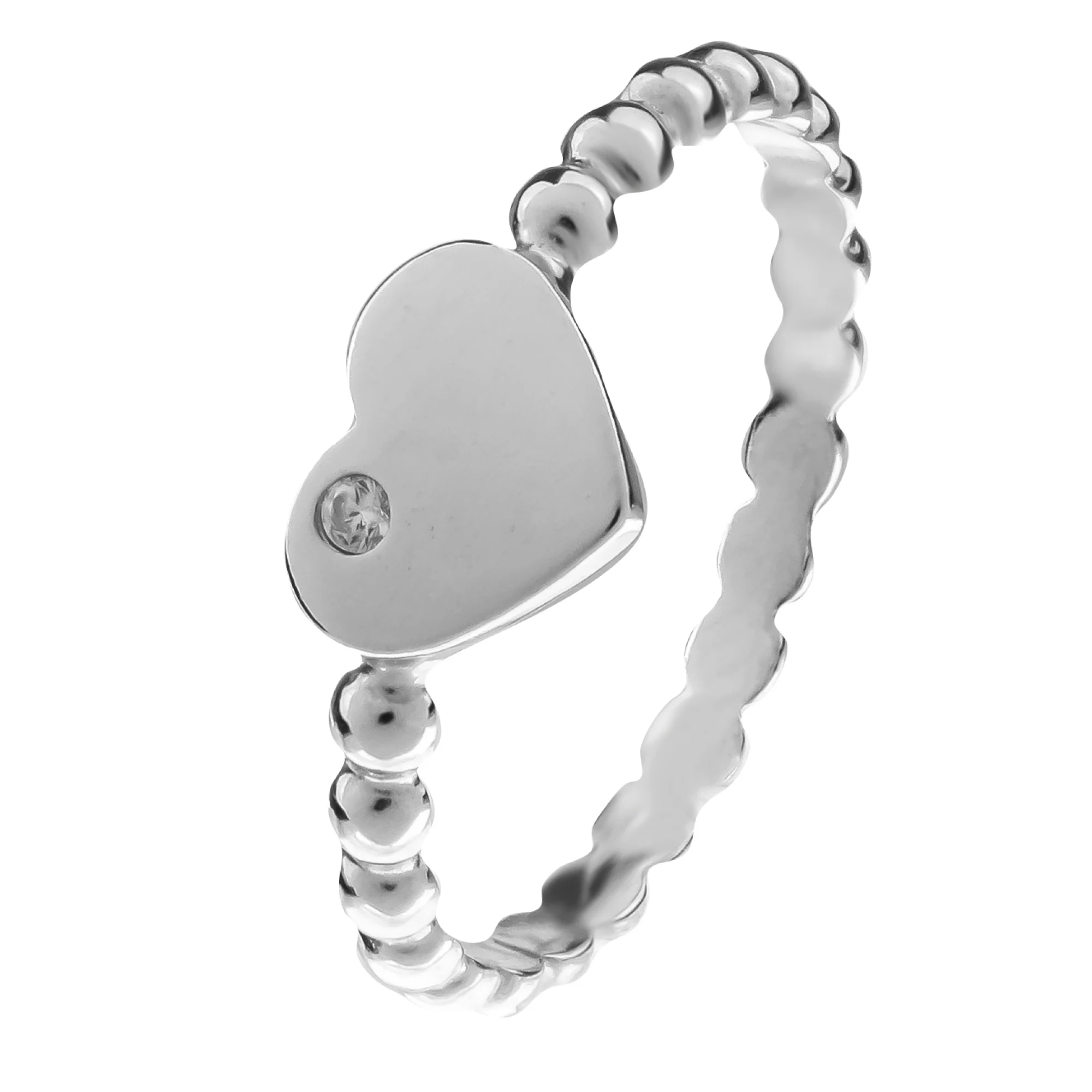 Серебряное кольцо с фианитом Сердце - 776075 – изображение 1