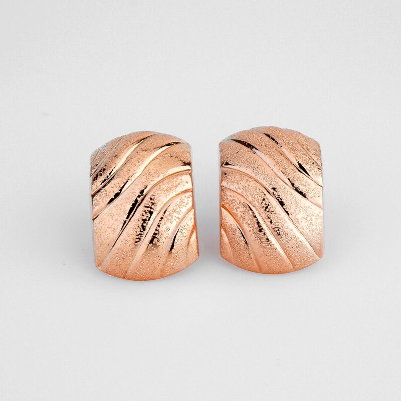 Ребристые серьги из красного золота  - 2246569